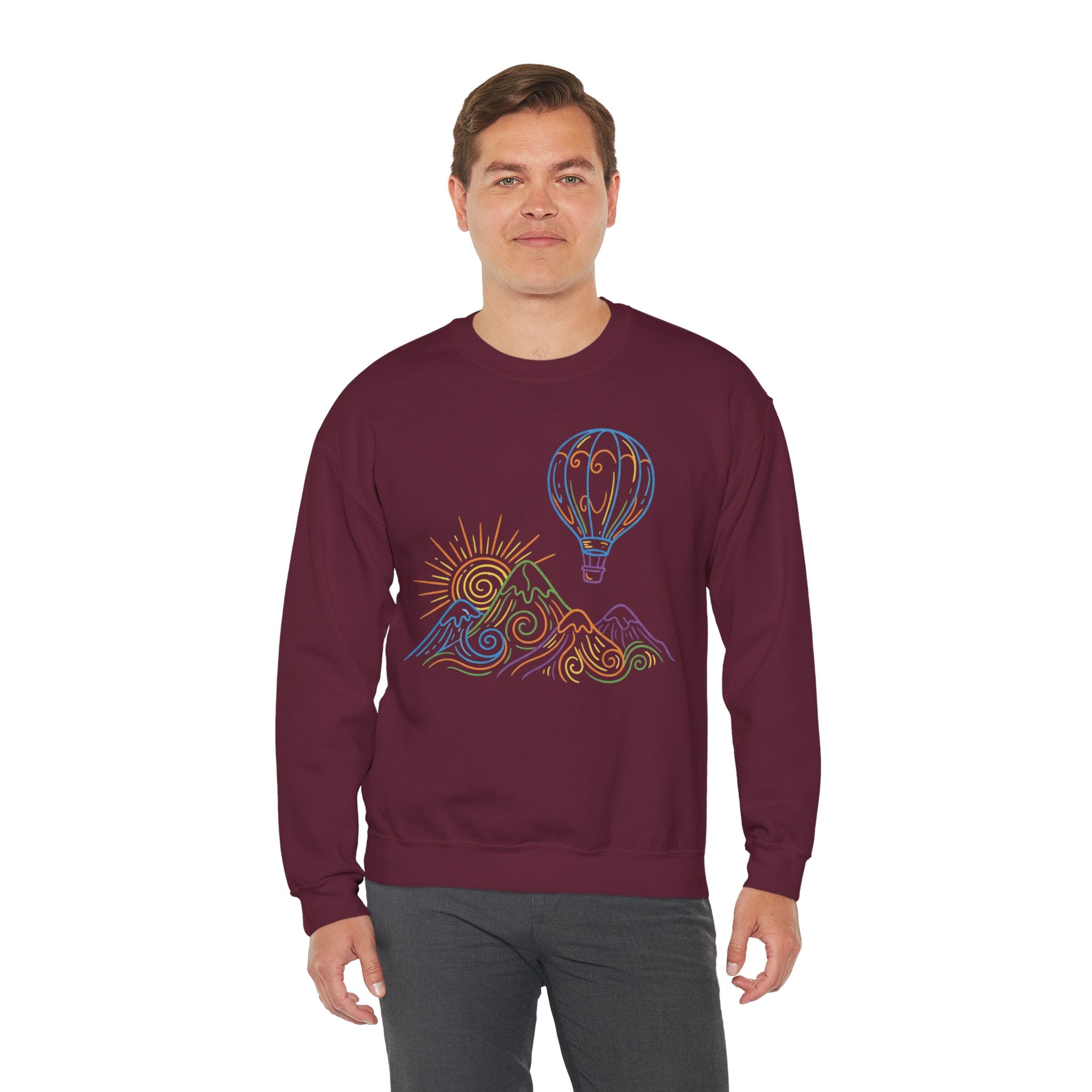 Hot Air Balloon Mountain Pastel Crewneck Sweatshirt