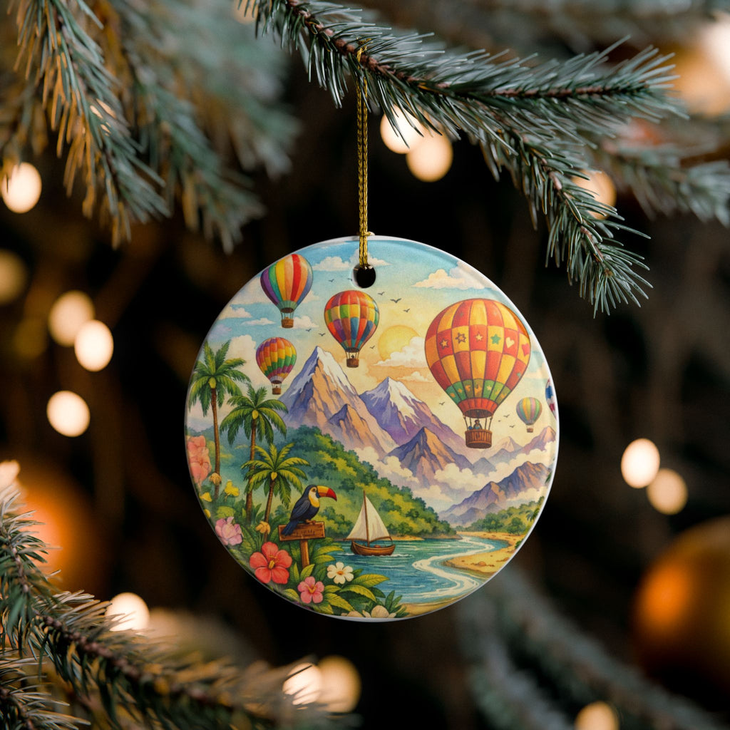 Hot Air Balloon Adventure Ceramic Ornament