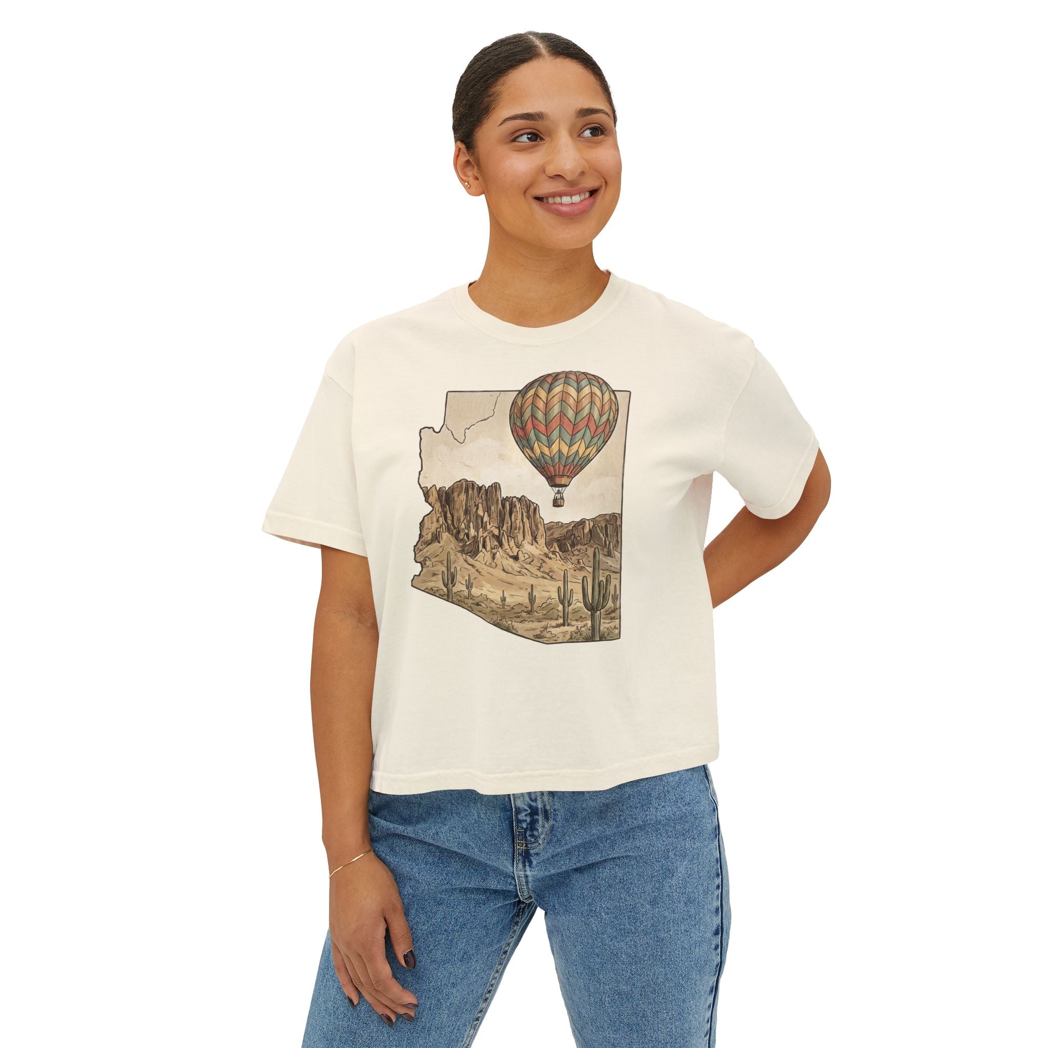 Grand Canyon Arizona Air Balloon Womens Boxy Tee