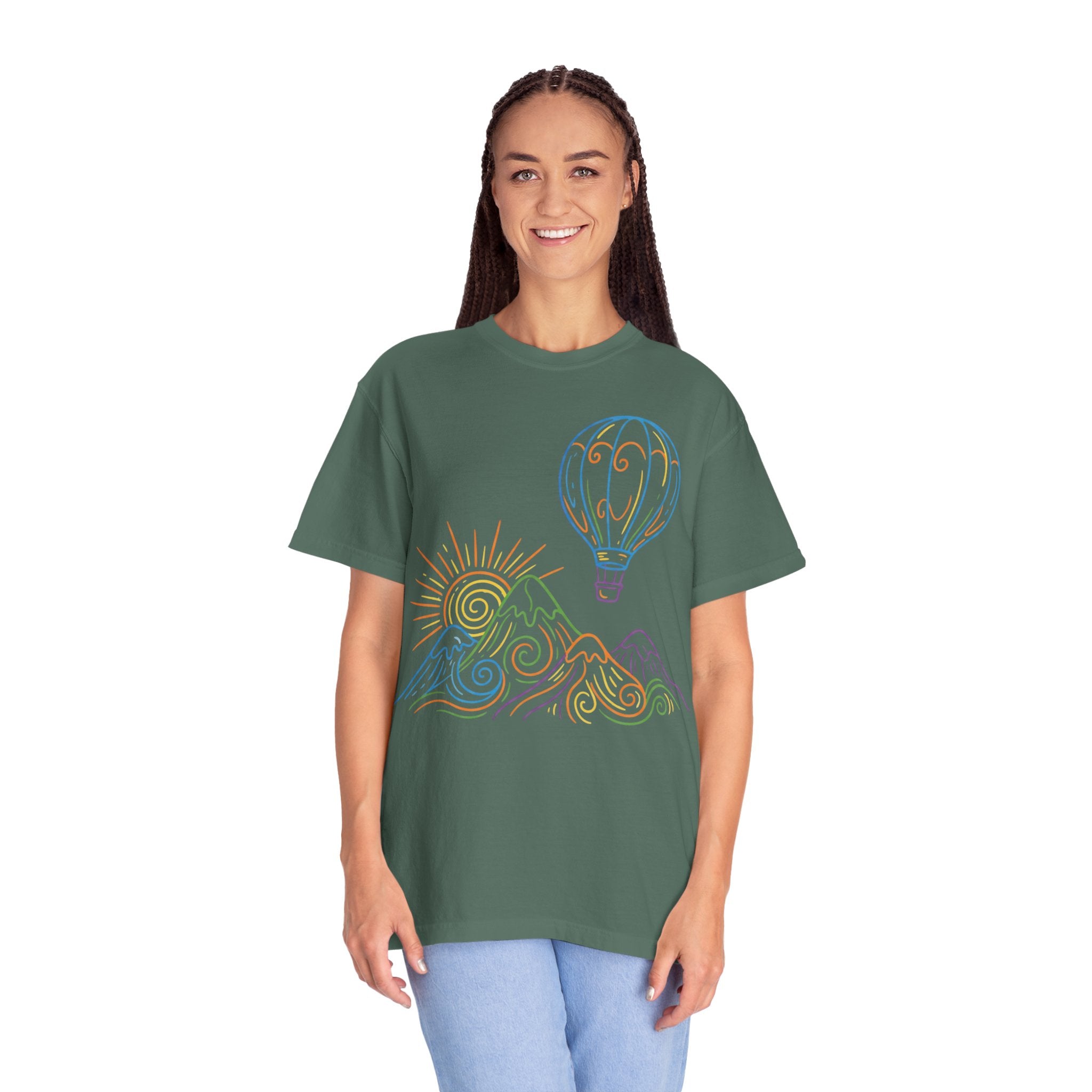 Hot Air Balloon Mountain Pastel T-Shirt
