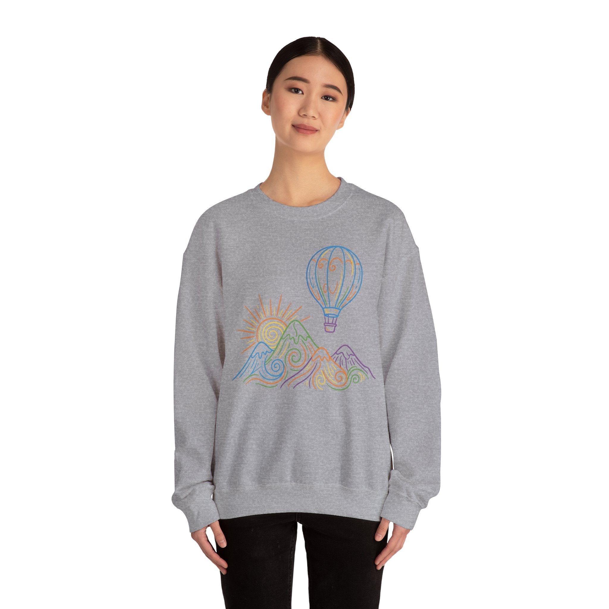 Hot Air Balloon Mountain Pastel Crewneck Sweatshirt