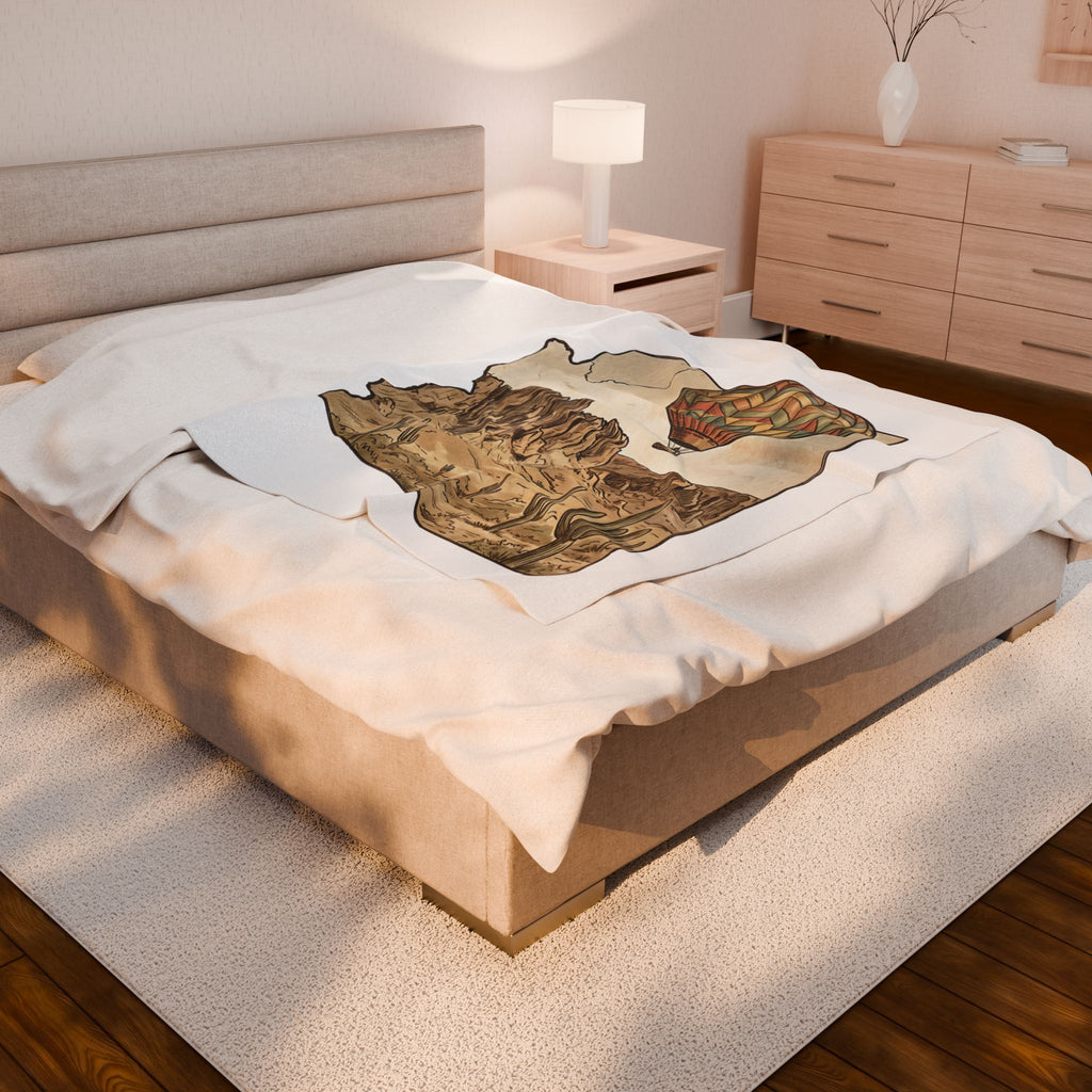 Grand Canyon Arizona Hot Air Balloon Velveteen Plush Blanket