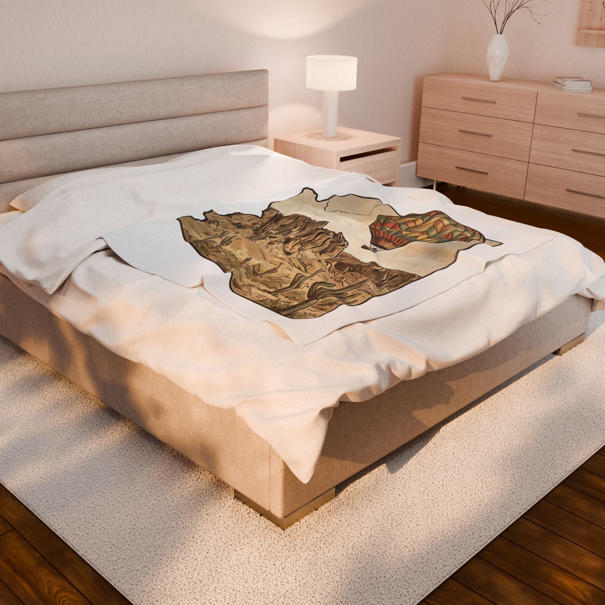 Grand Canyon Arizona Hot Air Balloon Velveteen Plush Blanket