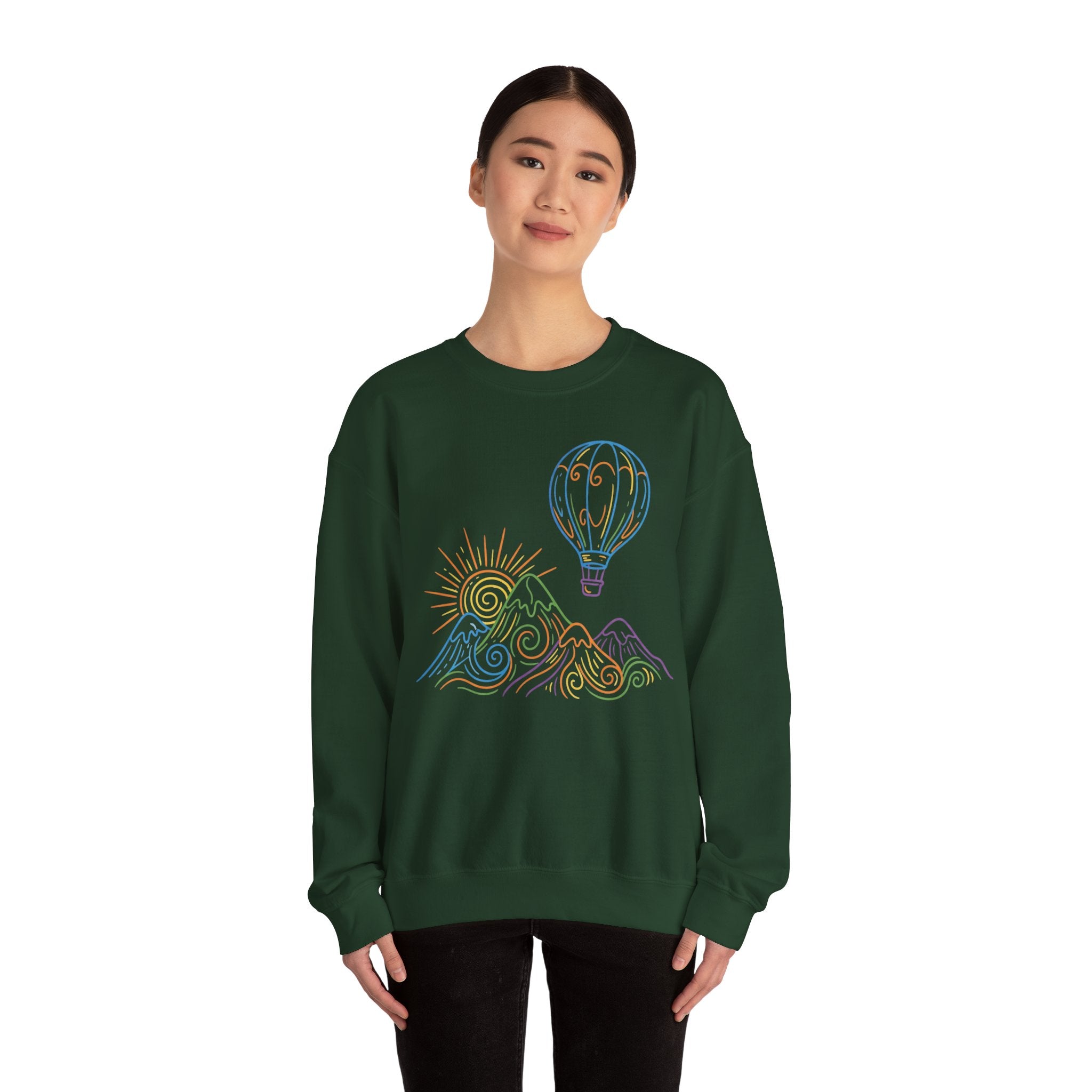 Hot Air Balloon Mountain Pastel Crewneck Sweatshirt
