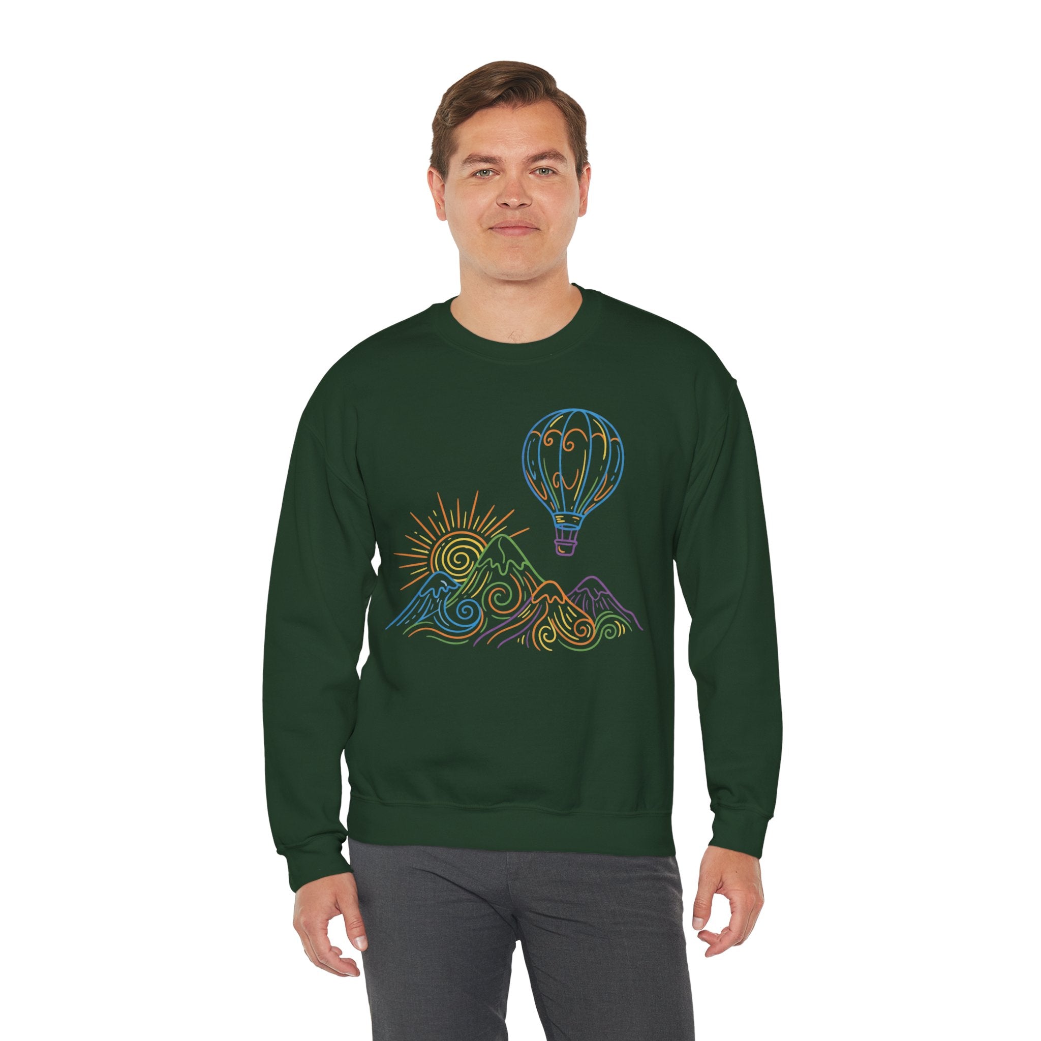 Hot Air Balloon Mountain Pastel Crewneck Sweatshirt