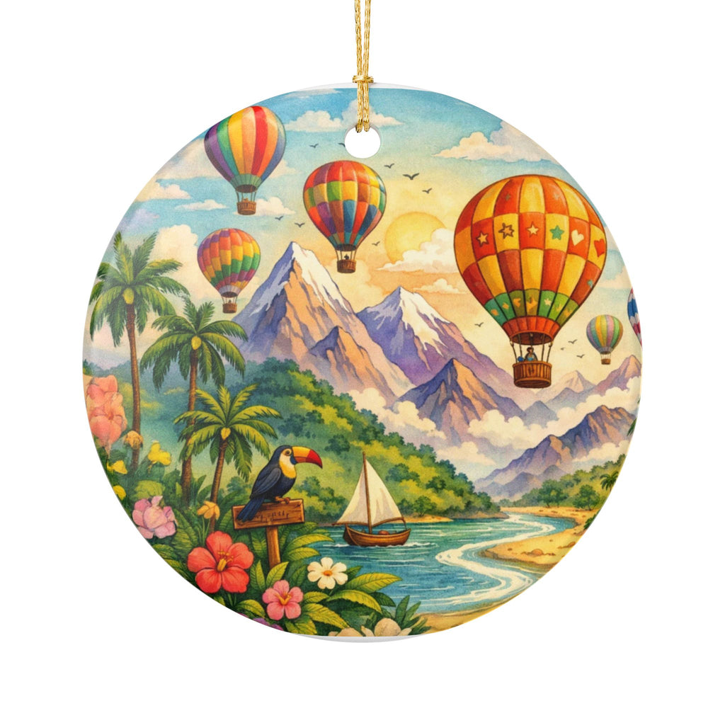 Hot Air Balloon Adventure Ceramic Ornament