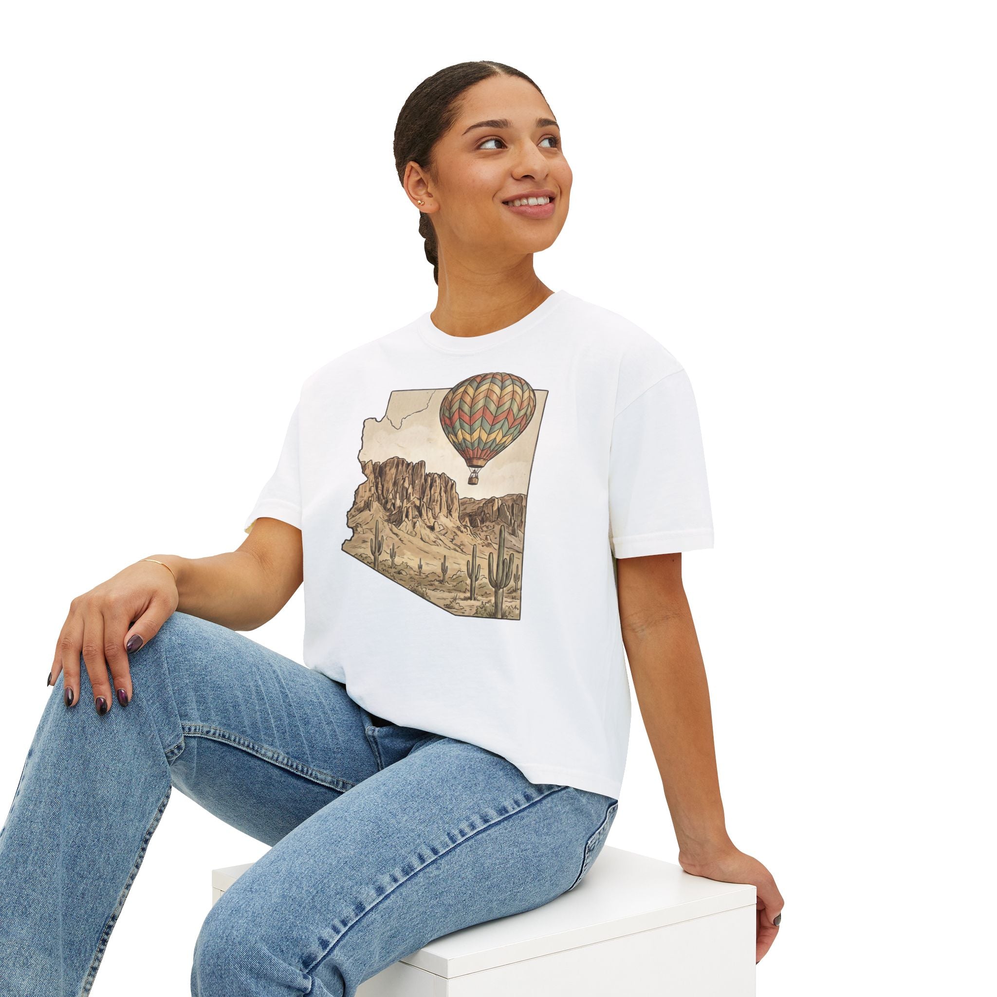Grand Canyon Arizona Air Balloon Womens Boxy Tee