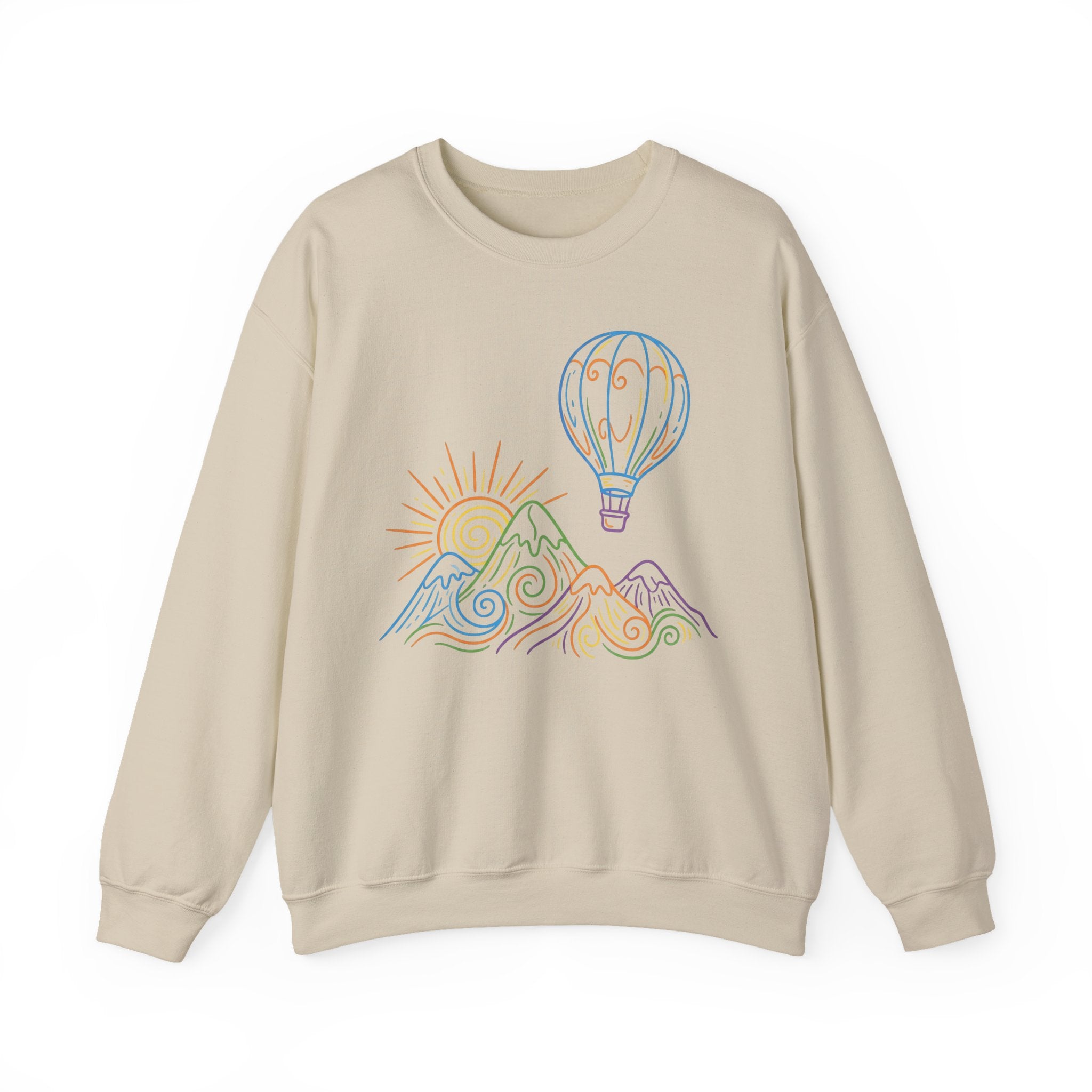 Hot Air Balloon Mountain Pastel Crewneck Sweatshirt