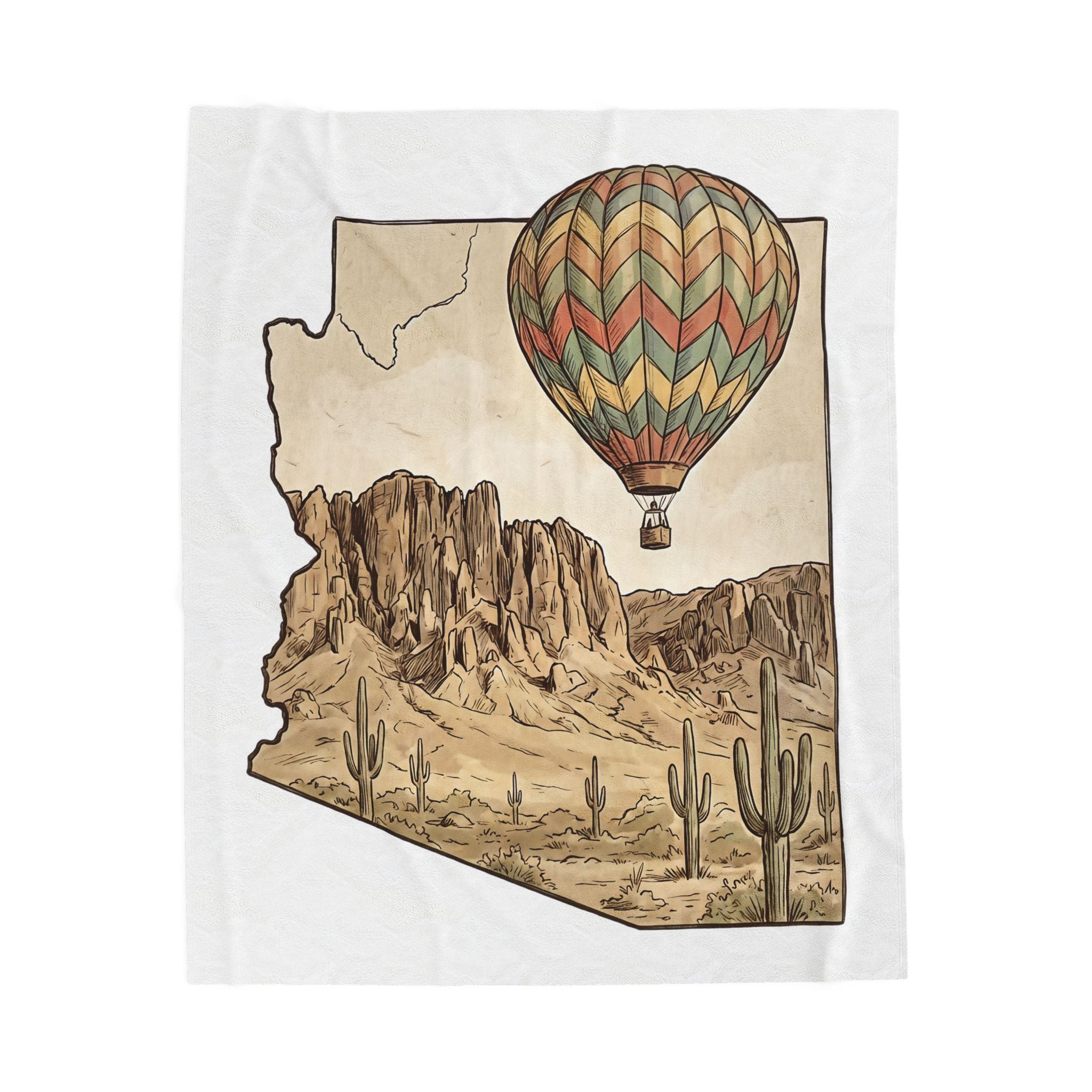 Grand Canyon Arizona Hot Air Balloon Velveteen Plush Blanket