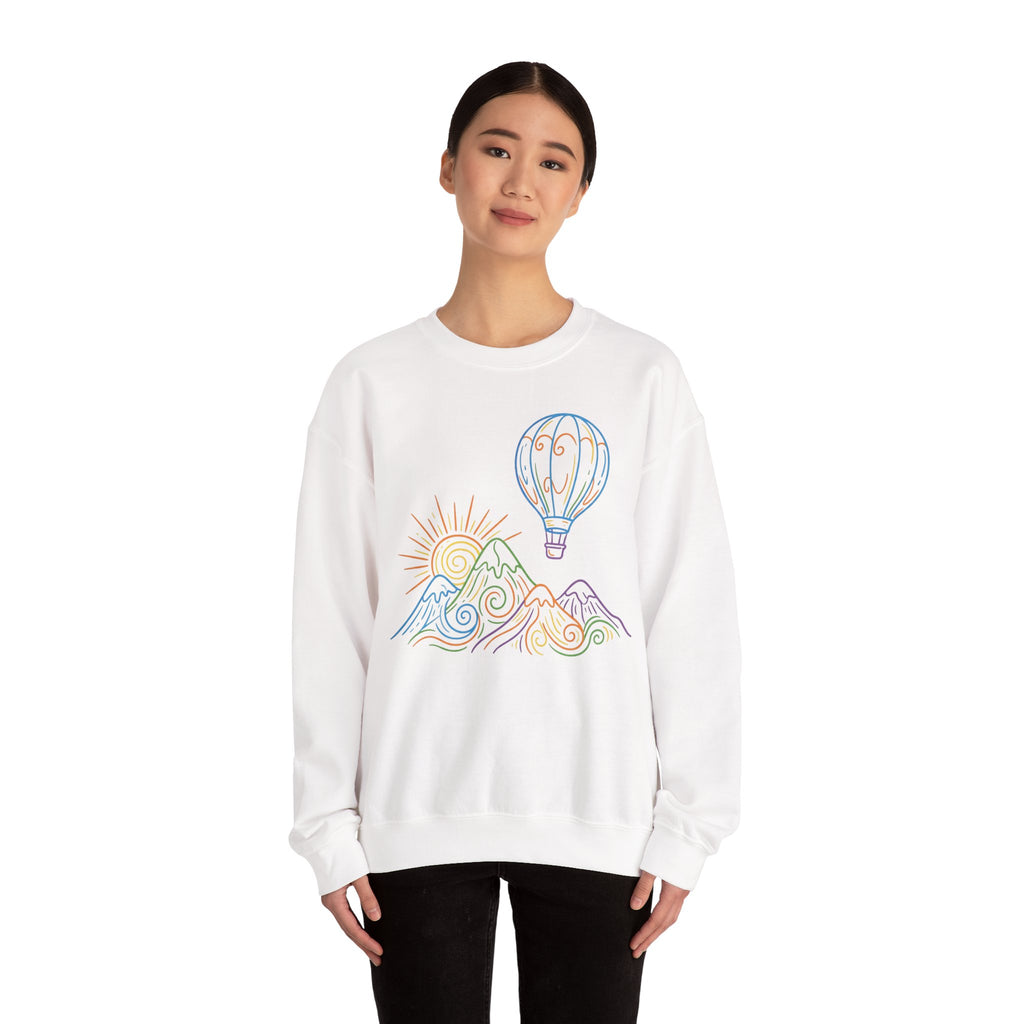 Hot Air Balloon Mountain Pastel Crewneck Sweatshirt