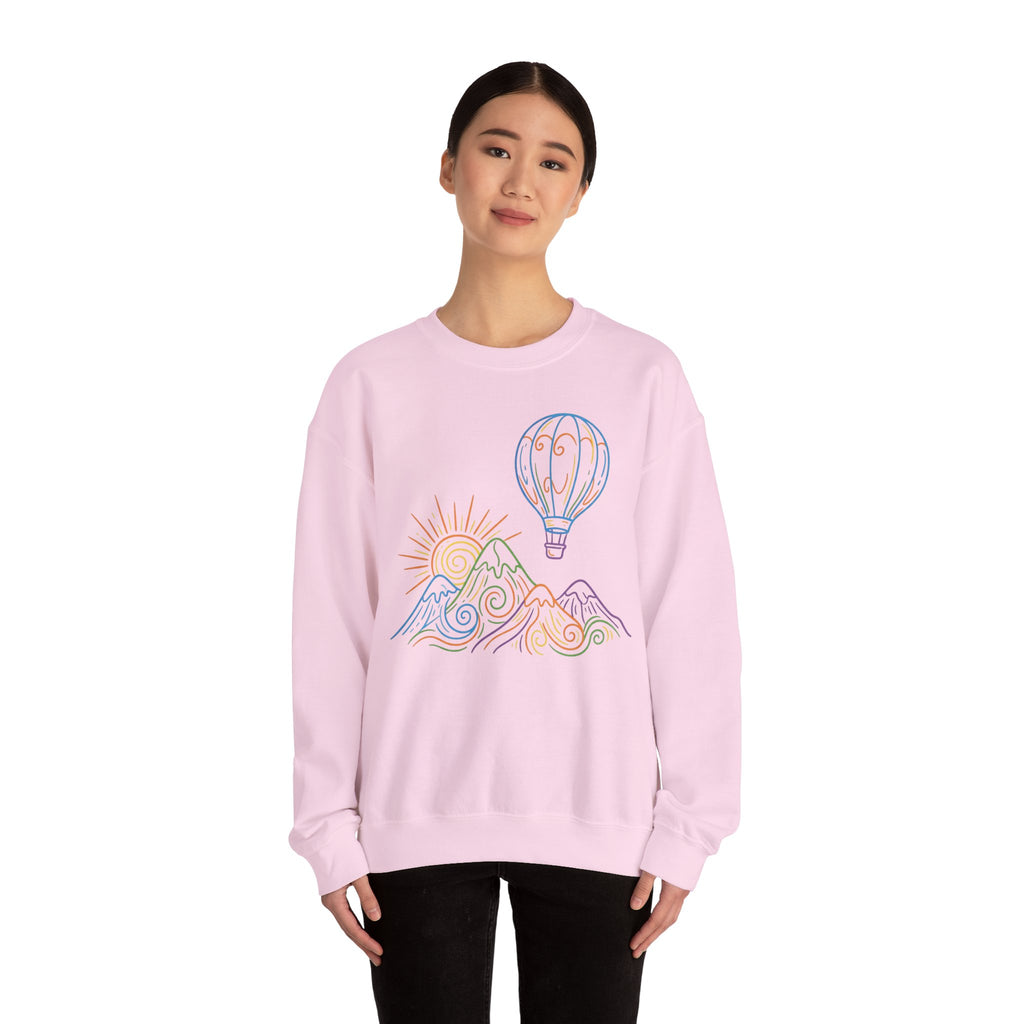 Hot Air Balloon Mountain Pastel Crewneck Sweatshirt