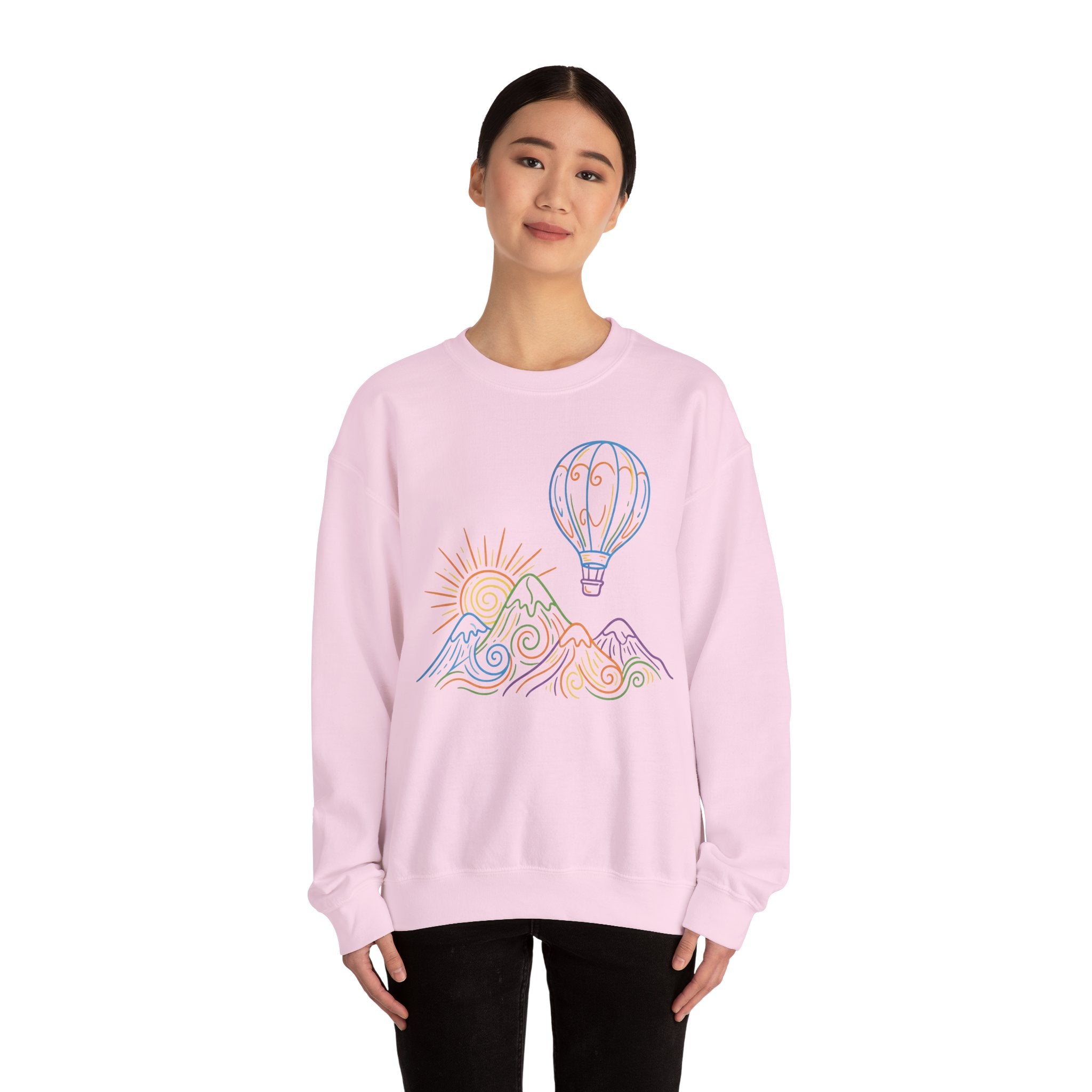 Hot Air Balloon Mountain Pastel Crewneck Sweatshirt