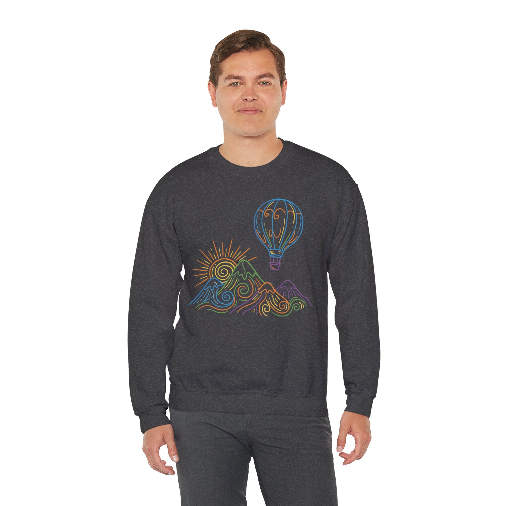 Hot Air Balloon Mountain Pastel Crewneck Sweatshirt