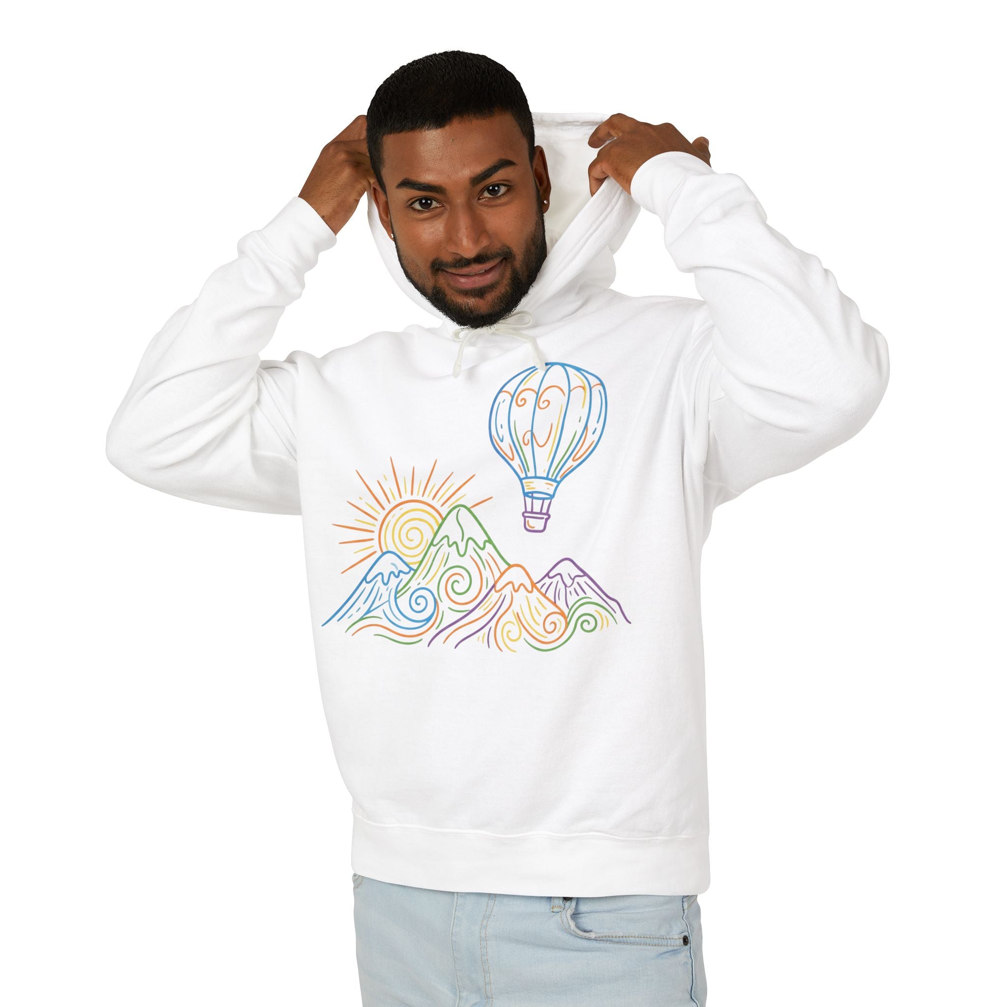 Hot Air Balloon Mountain Pastel Hoodie