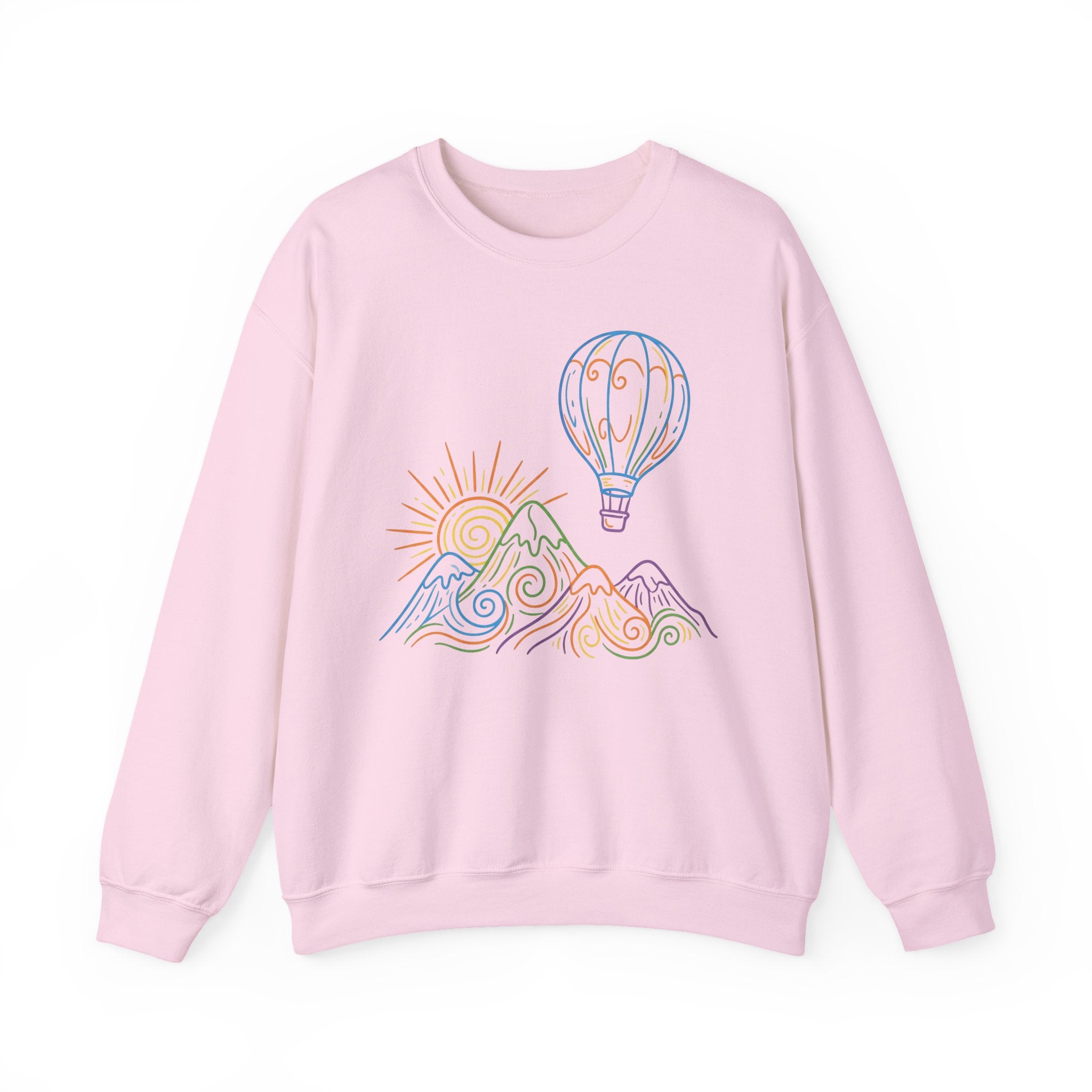 Hot Air Balloon Mountain Pastel Crewneck Sweatshirt