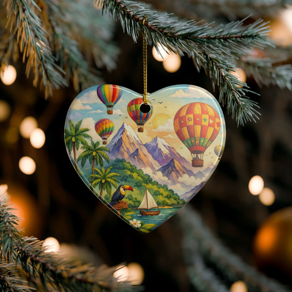 Hot Air Balloon Adventure Ceramic Ornament
