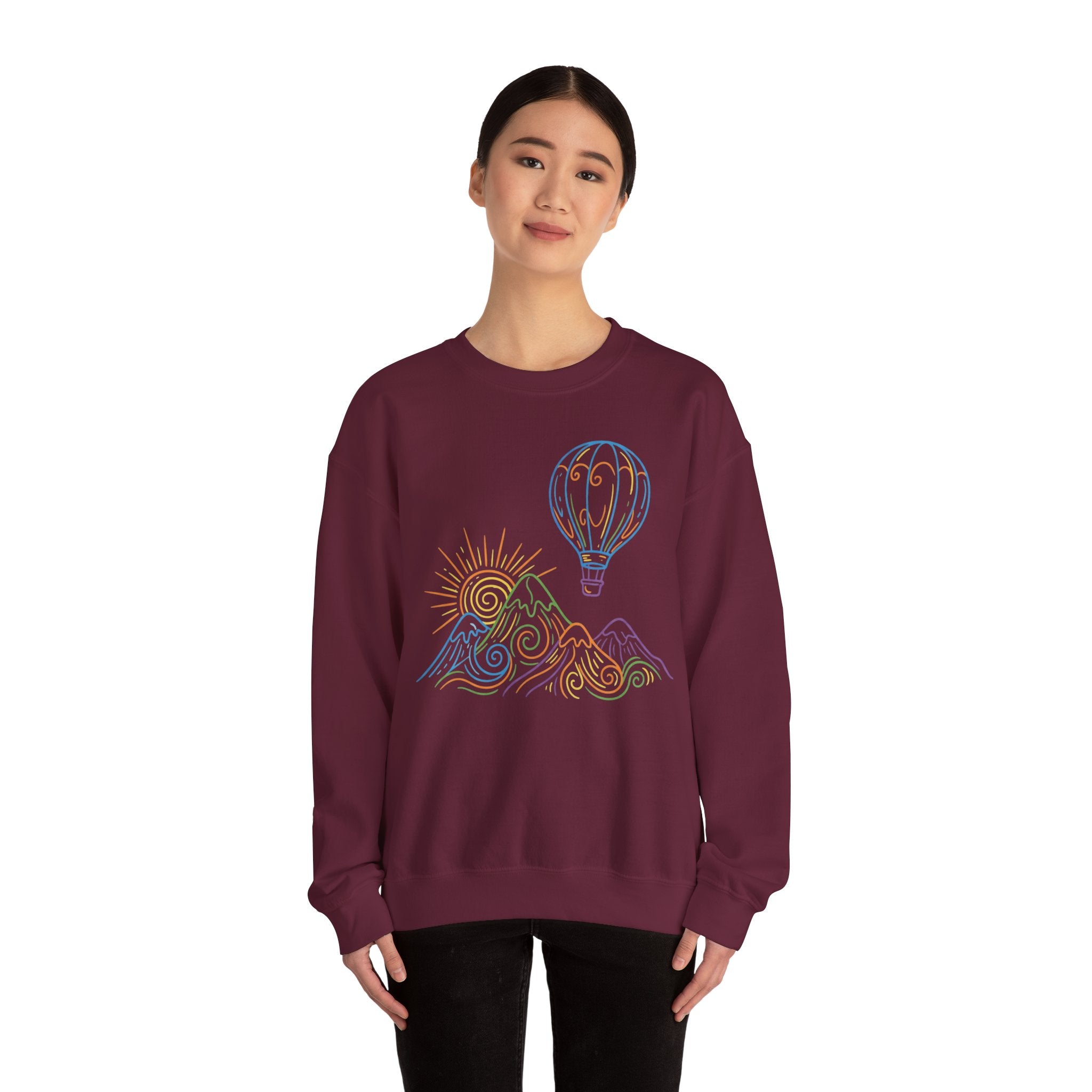 Hot Air Balloon Mountain Pastel Crewneck Sweatshirt