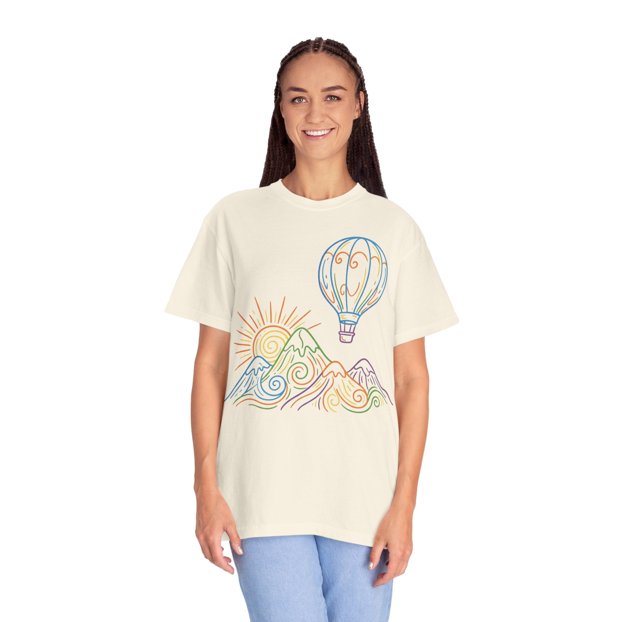 Hot Air Balloon Mountain Pastel T-Shirt