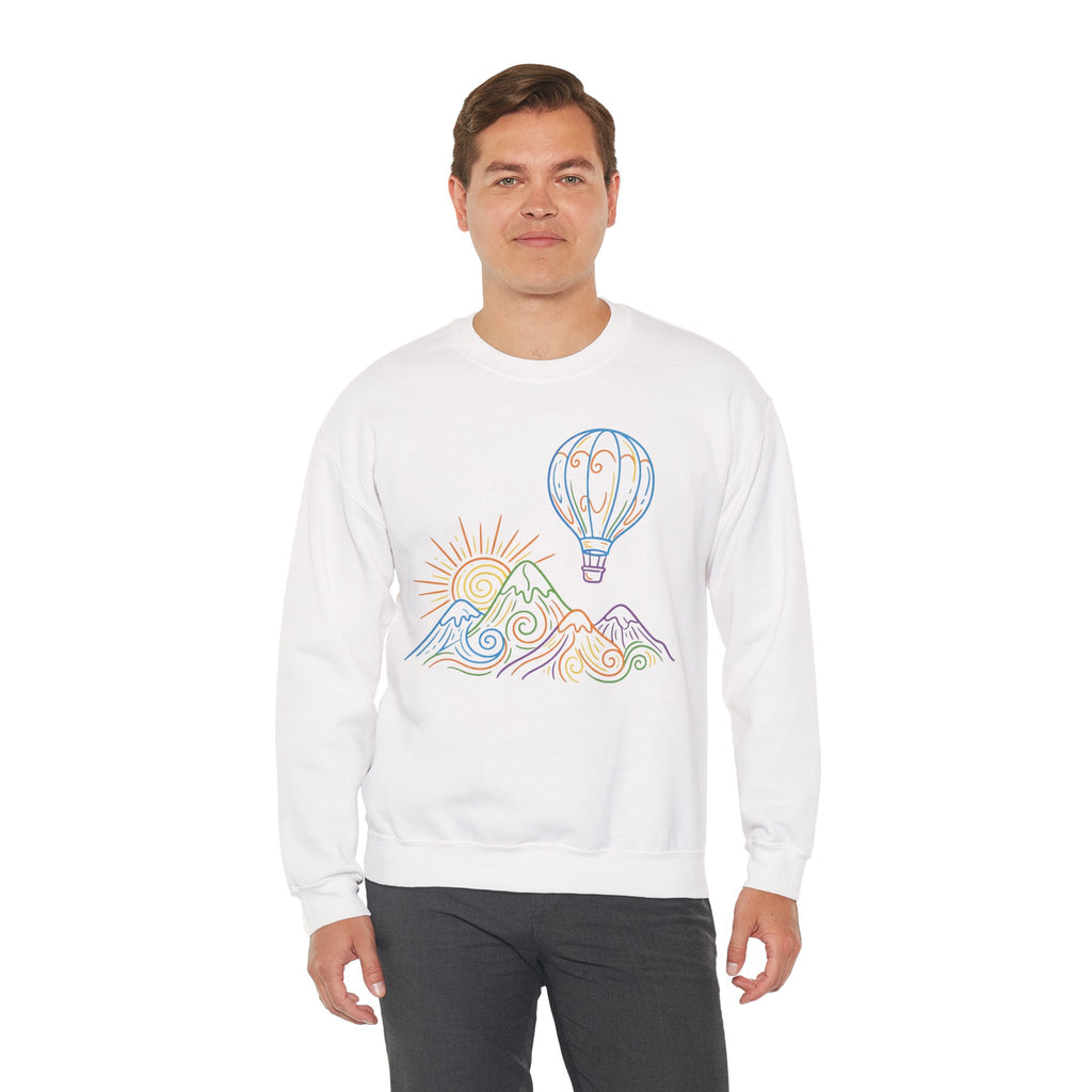 Hot Air Balloon Mountain Pastel Crewneck Sweatshirt