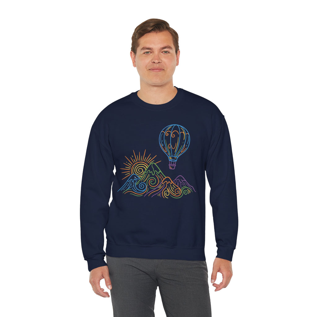 Hot Air Balloon Mountain Pastel Crewneck Sweatshirt