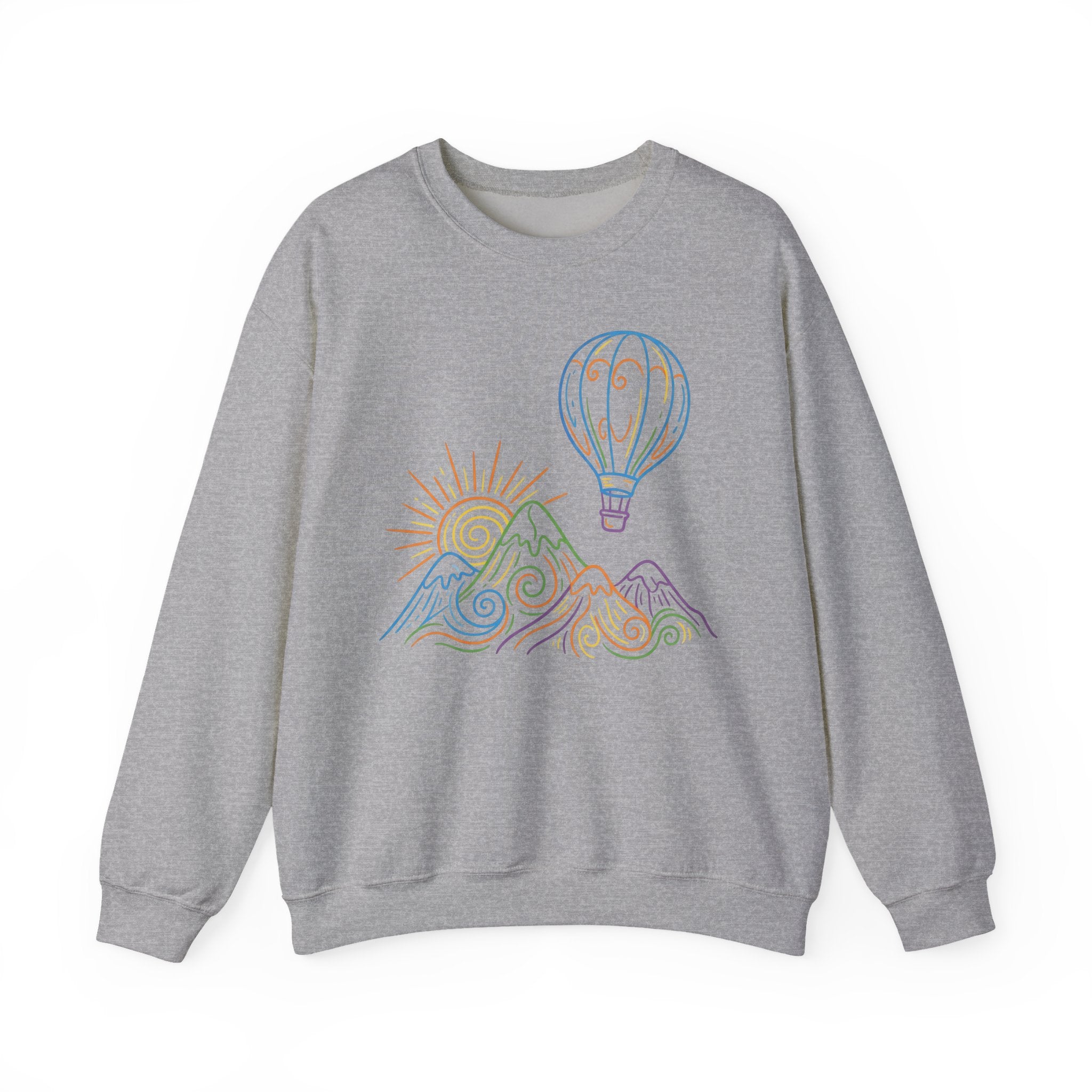 Hot Air Balloon Mountain Pastel Crewneck Sweatshirt