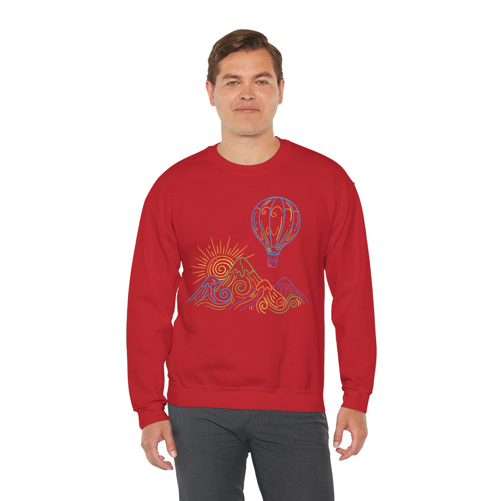 Hot Air Balloon Mountain Pastel Crewneck Sweatshirt