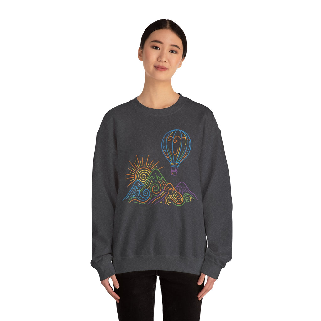 Hot Air Balloon Mountain Pastel Crewneck Sweatshirt