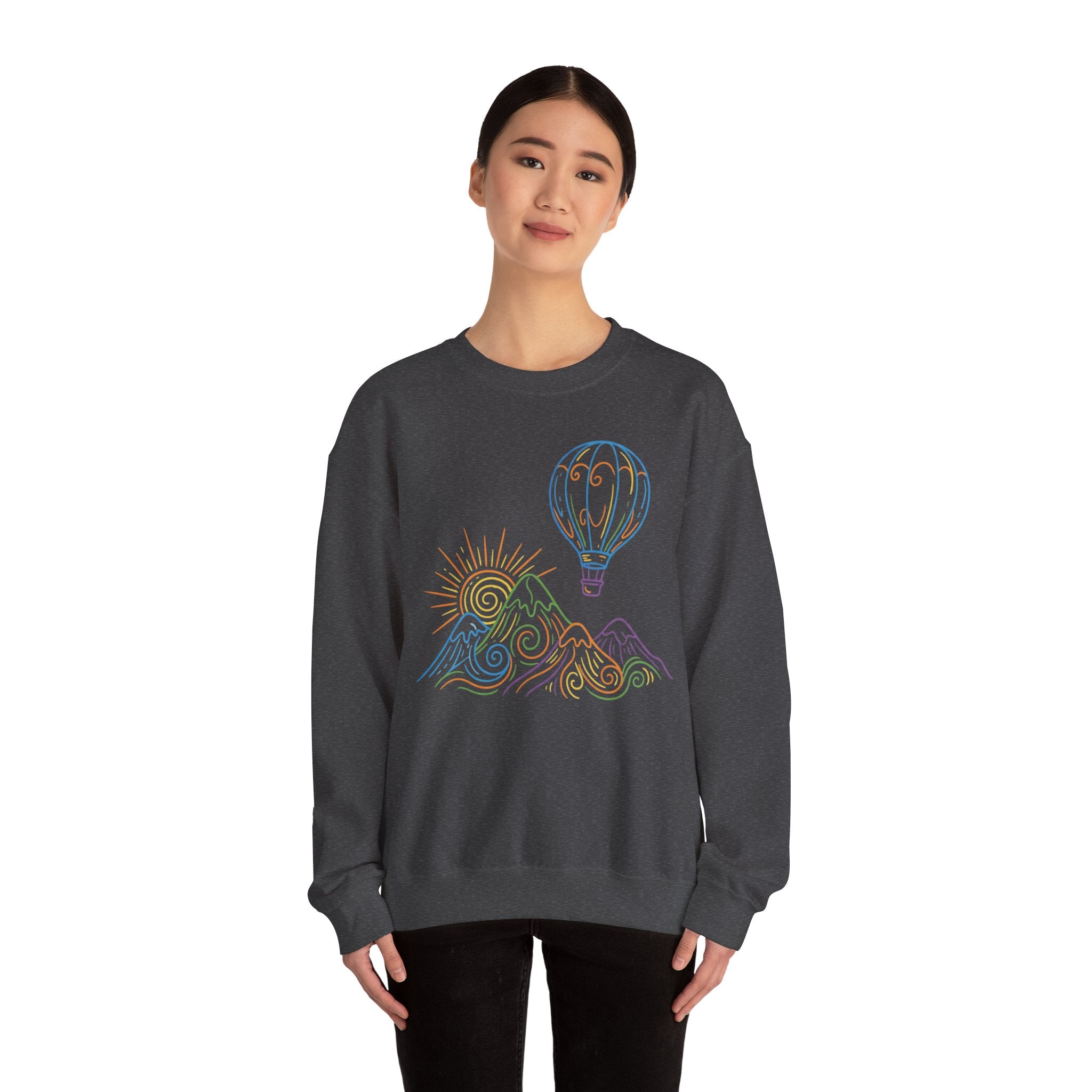 Hot Air Balloon Mountain Pastel Crewneck Sweatshirt