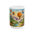 Hot Air Balloon Scenic Ceramic Mug — Colorful Travel Landscape Coffee Cup (11oz/15oz)