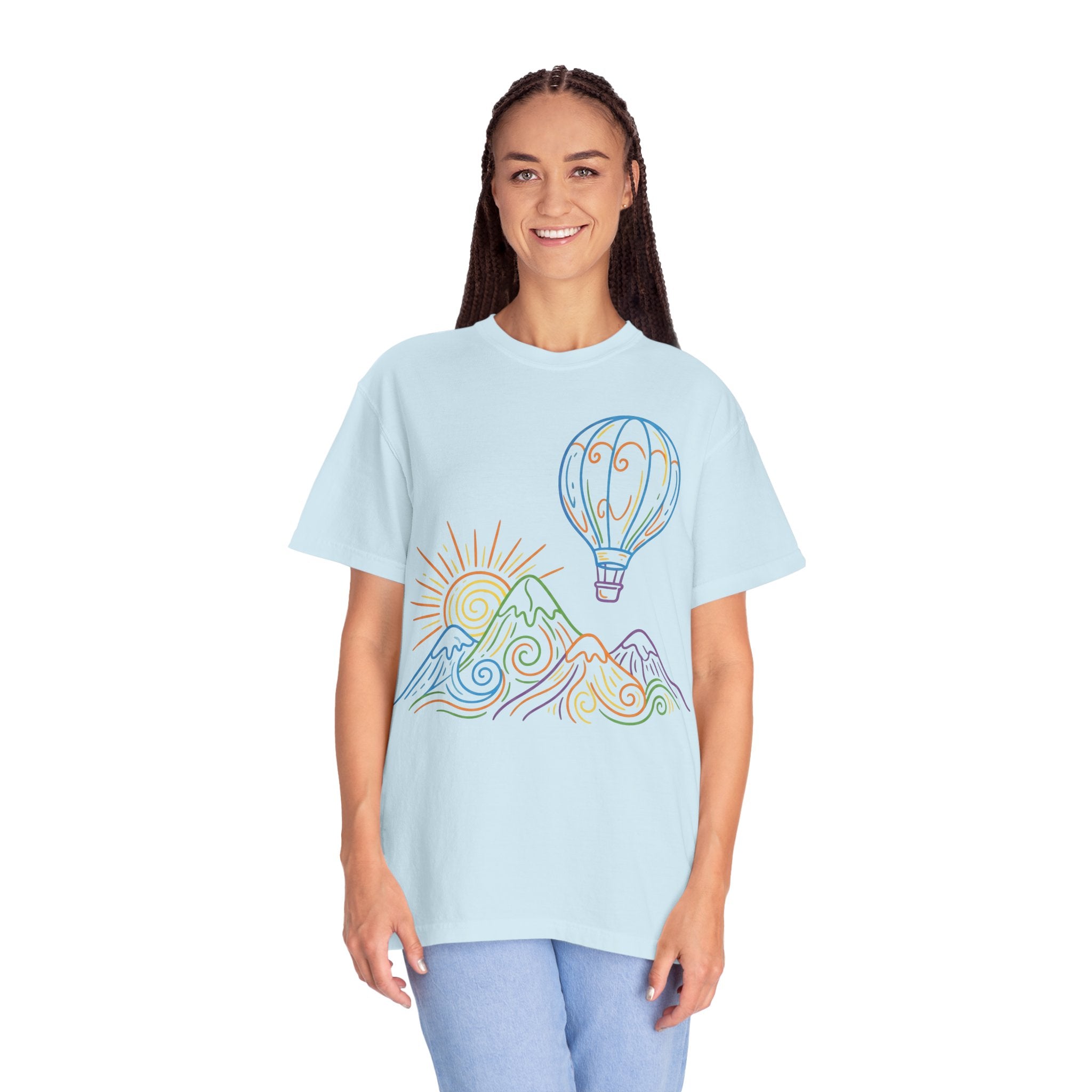 Hot Air Balloon Mountain Pastel T-Shirt