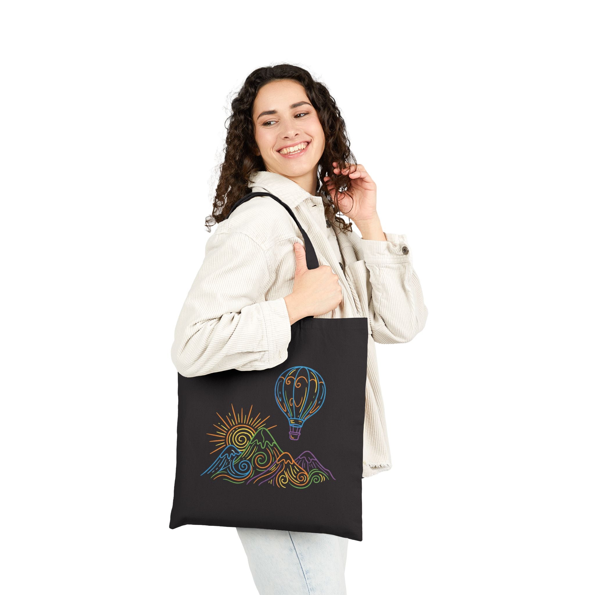 Hot Air Balloon Mountain Pastel Tote Bag