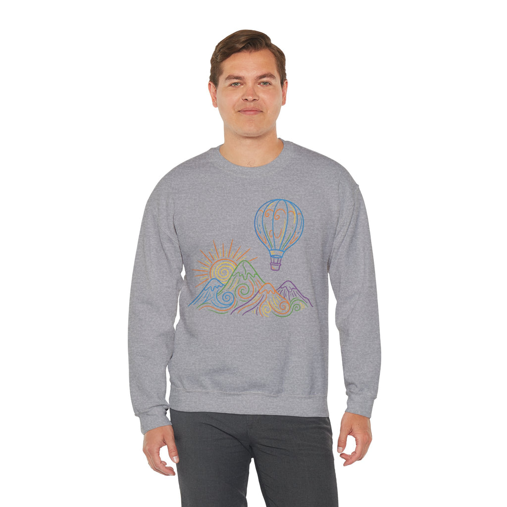 Hot Air Balloon Mountain Pastel Crewneck Sweatshirt