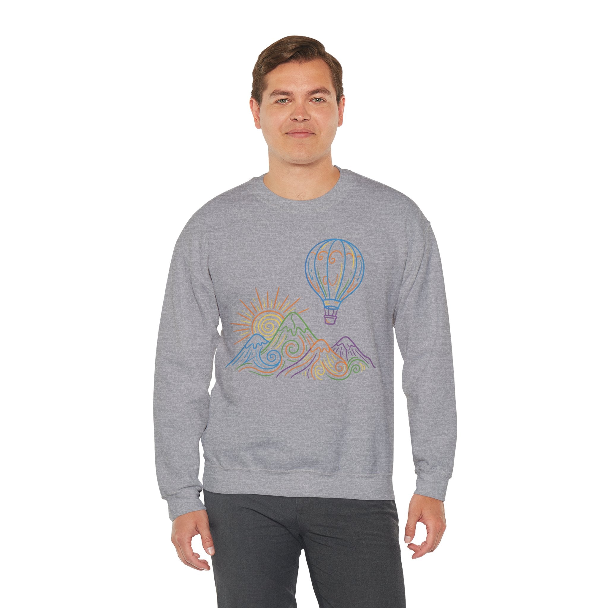 Hot Air Balloon Mountain Pastel Crewneck Sweatshirt