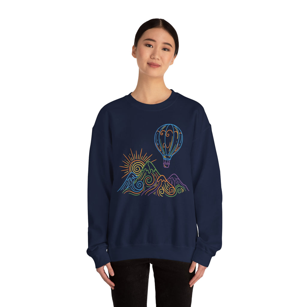 Hot Air Balloon Mountain Pastel Crewneck Sweatshirt