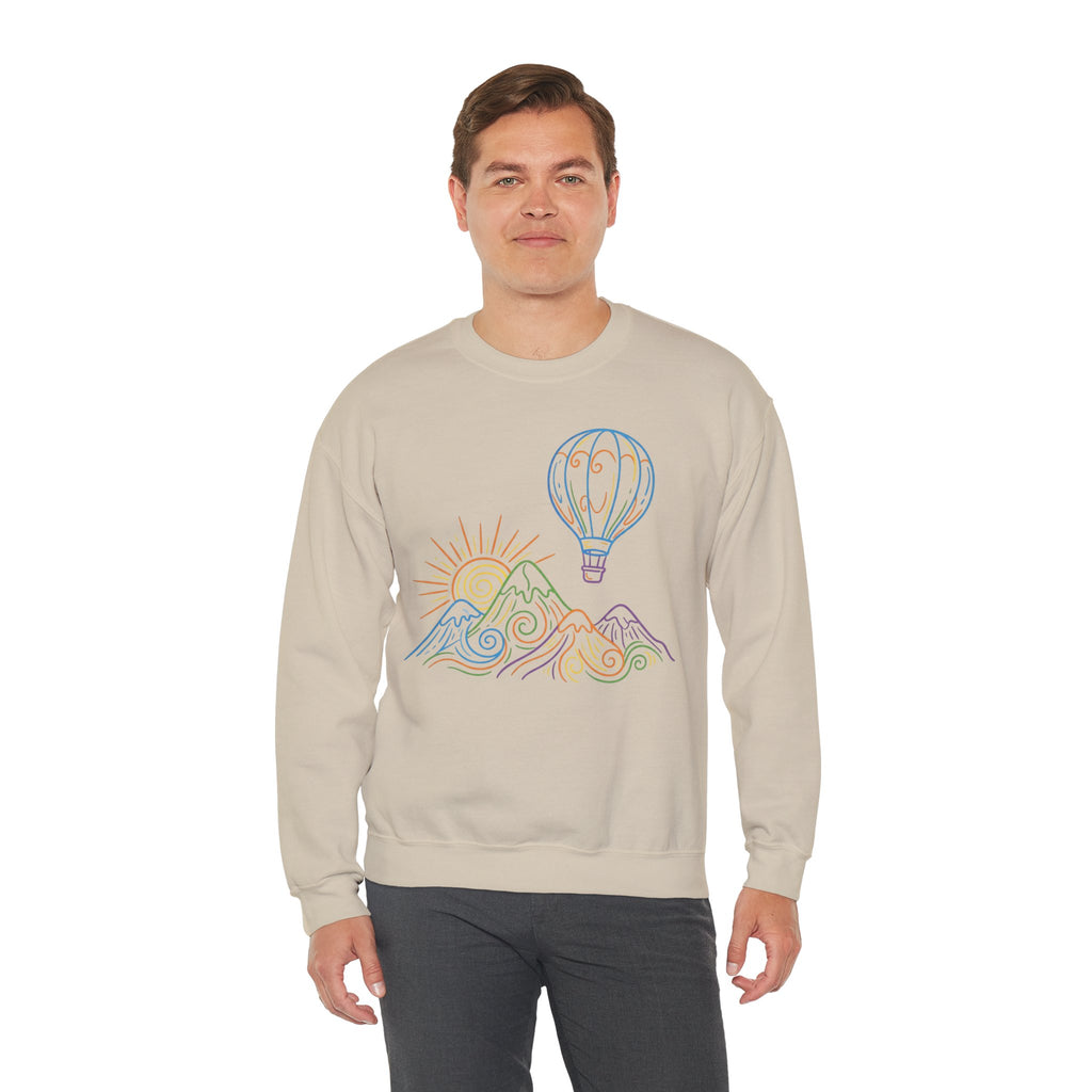 Hot Air Balloon Mountain Pastel Crewneck Sweatshirt