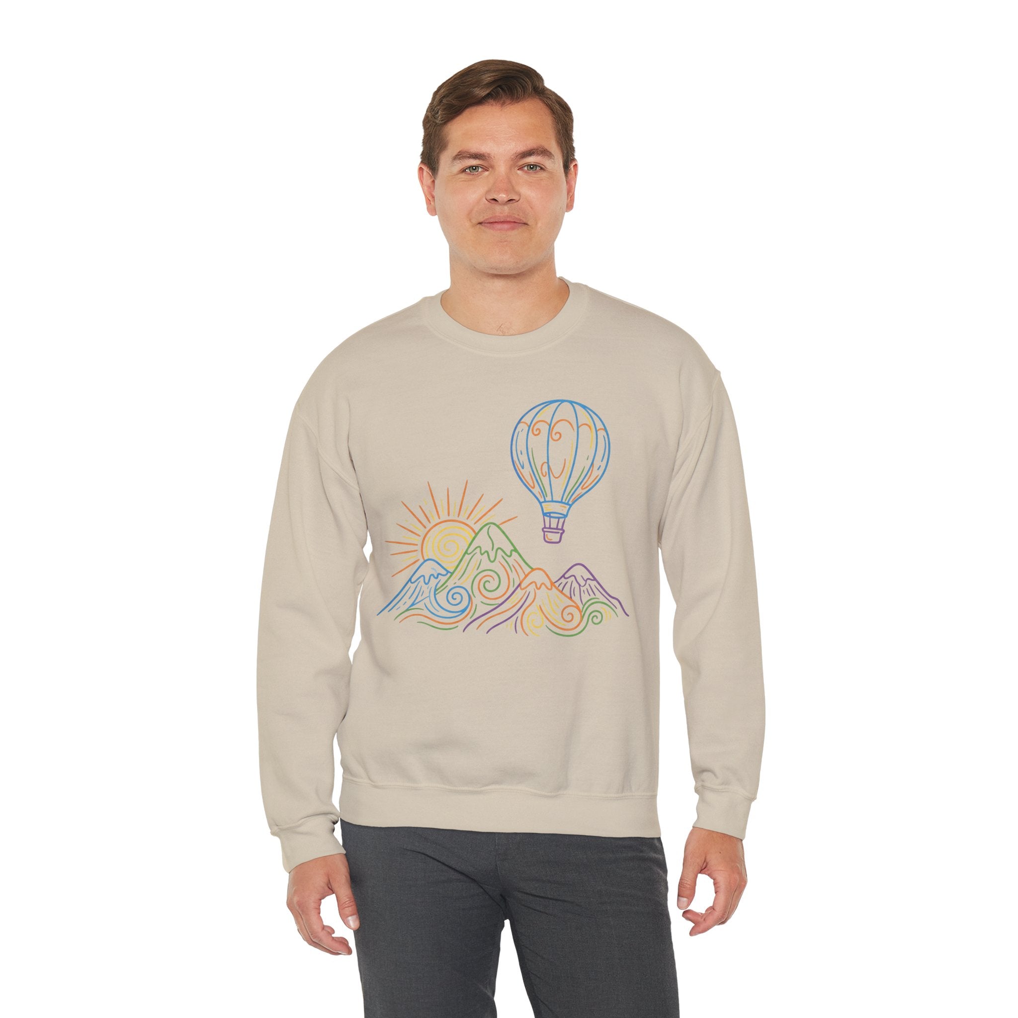 Hot Air Balloon Mountain Pastel Crewneck Sweatshirt