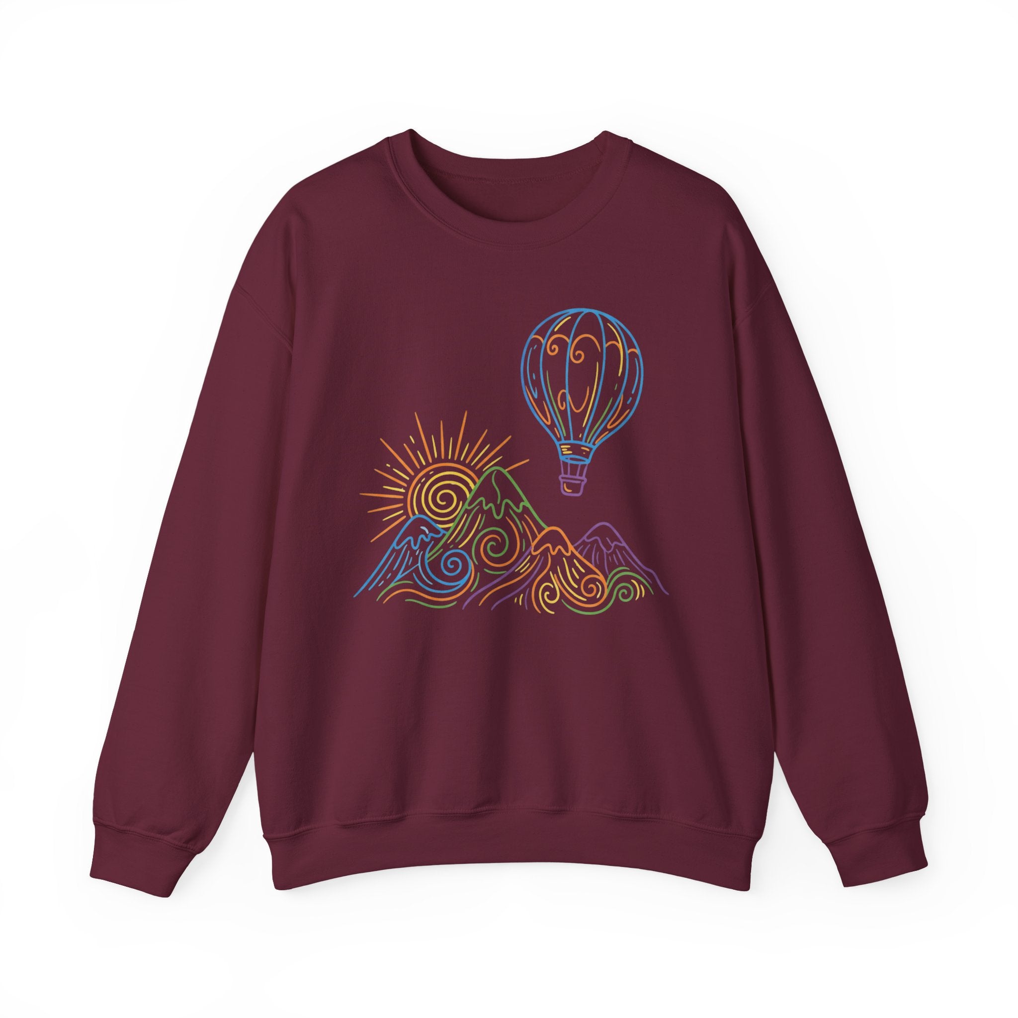 Hot Air Balloon Mountain Pastel Crewneck Sweatshirt