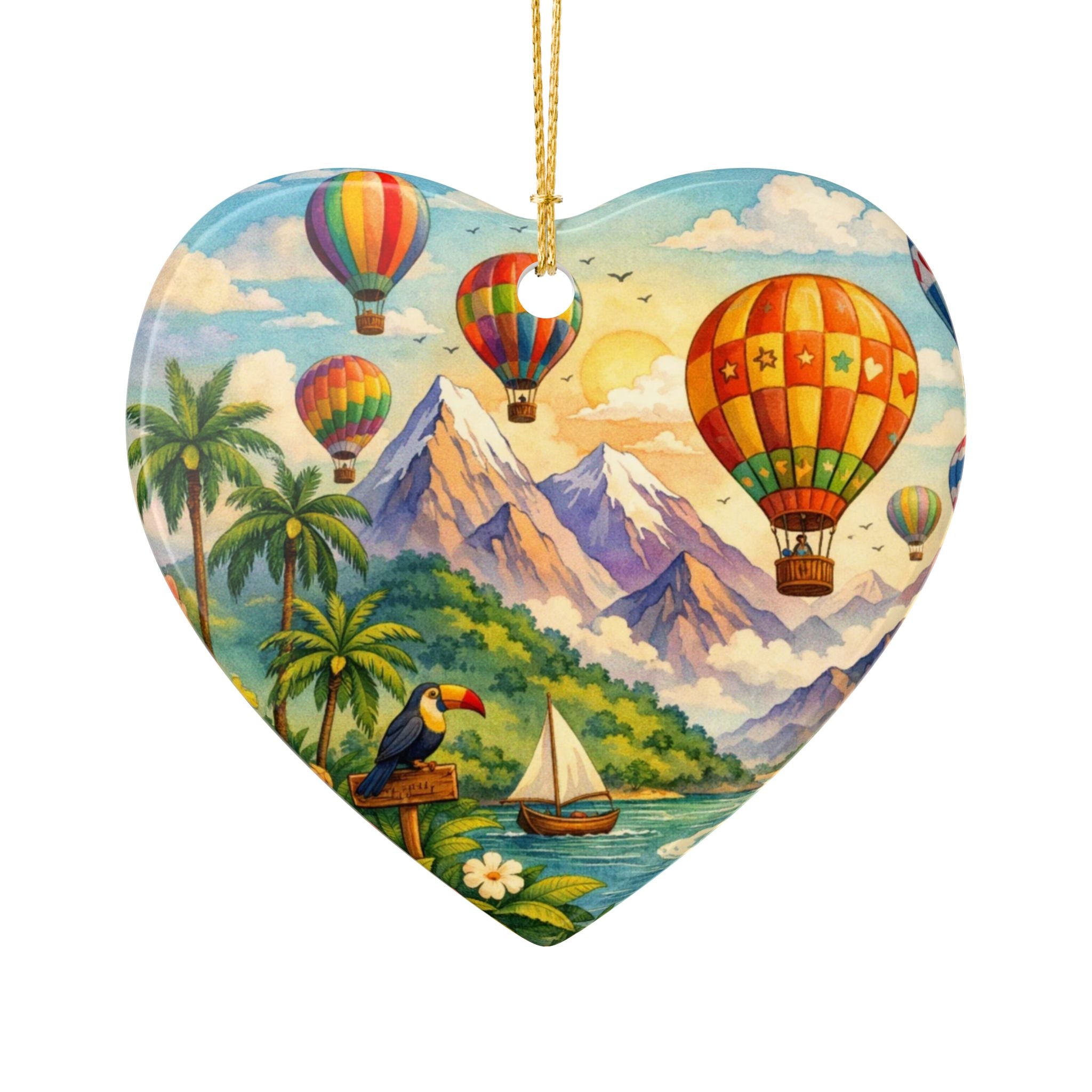 Hot Air Balloon Adventure Ceramic Ornament