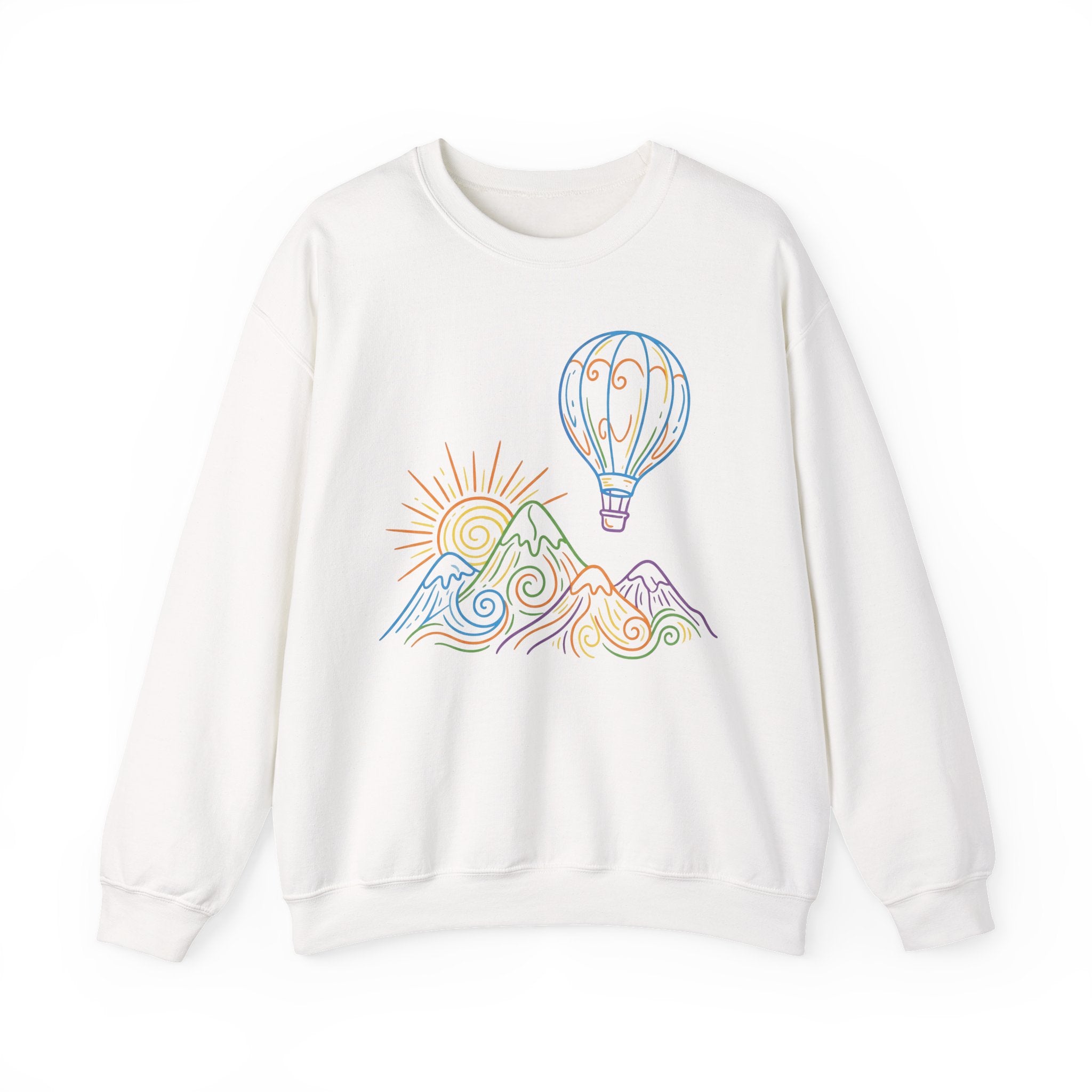 Hot Air Balloon Mountain Pastel Crewneck Sweatshirt