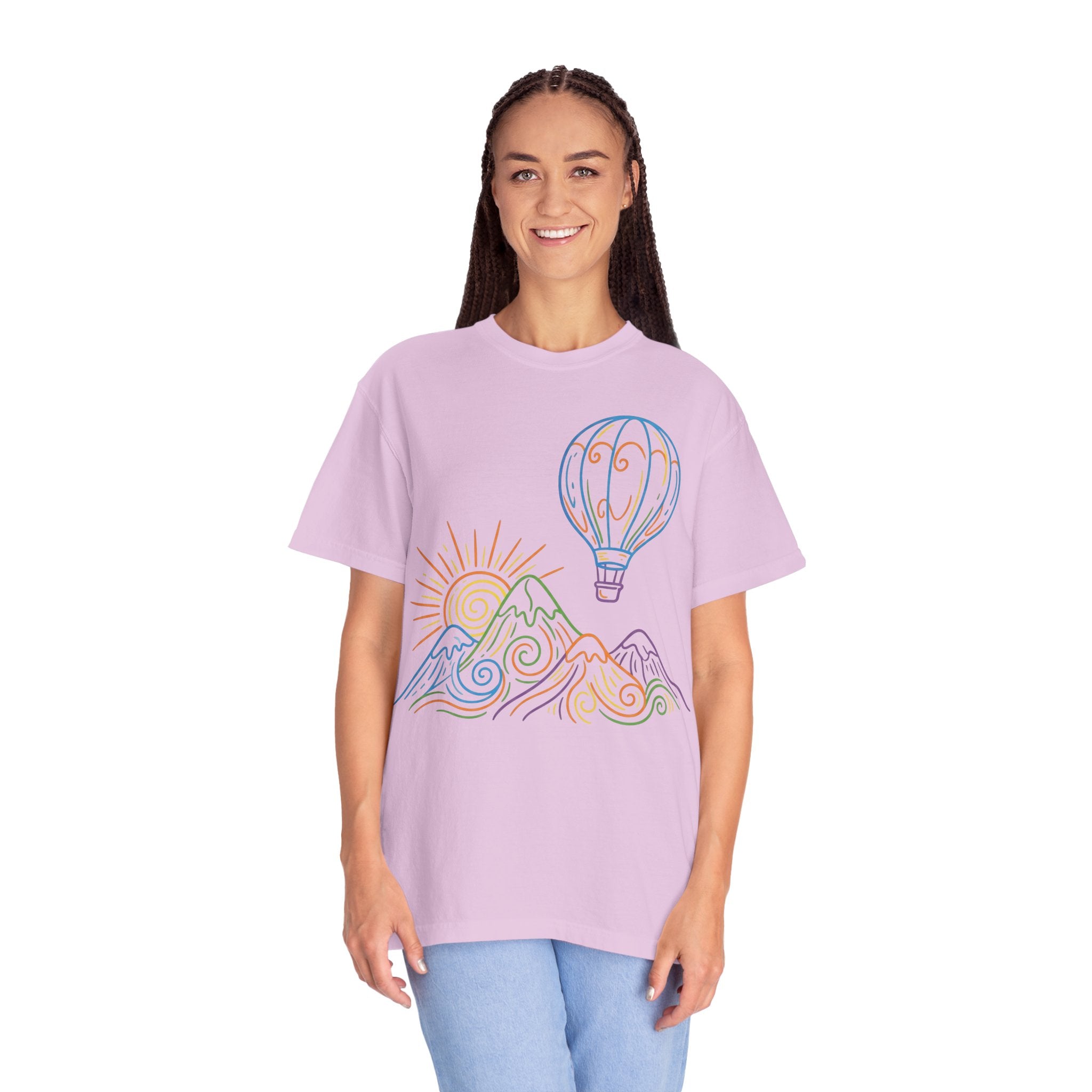 Hot Air Balloon Mountain Pastel T-Shirt