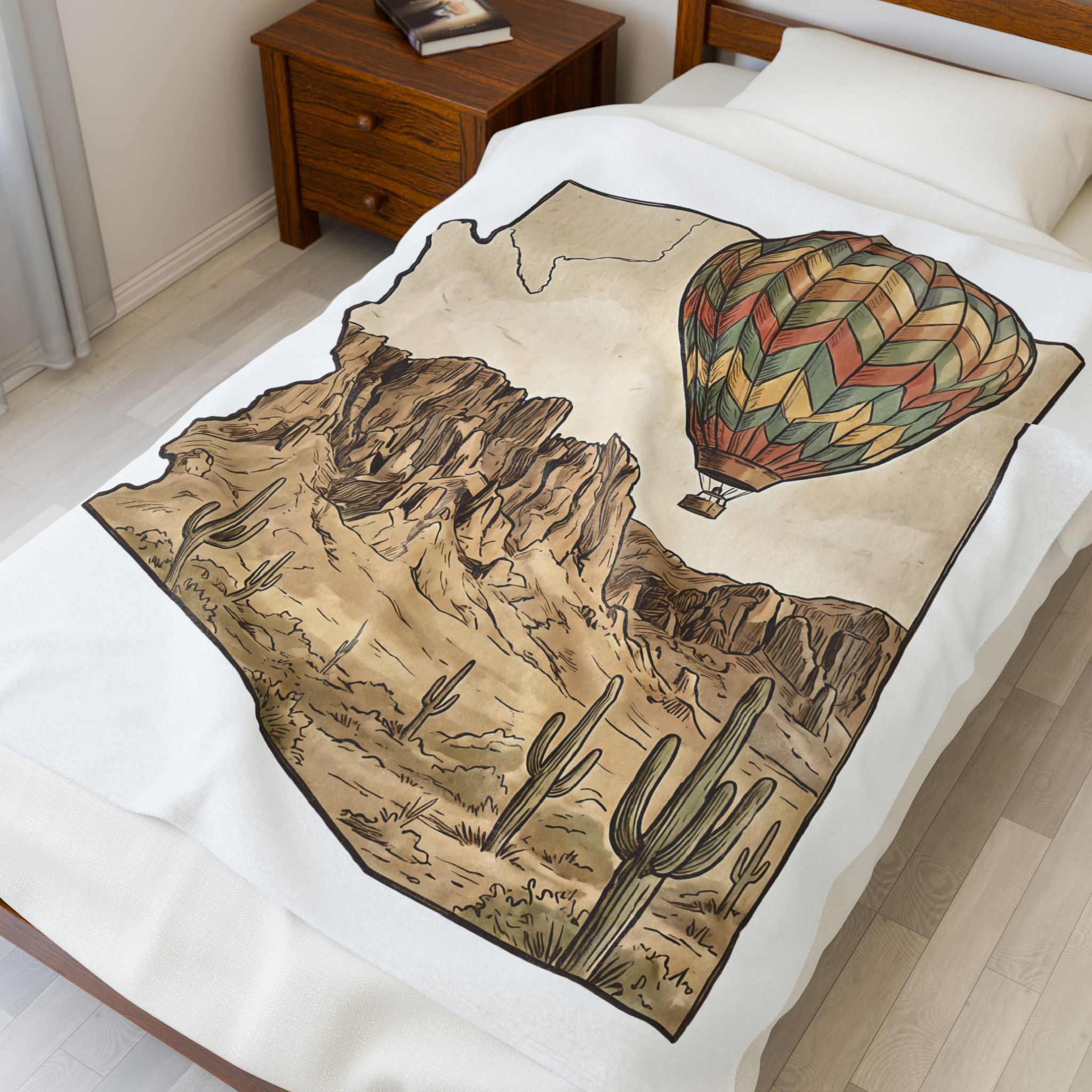 Grand Canyon Arizona Hot Air Balloon Velveteen Plush Blanket