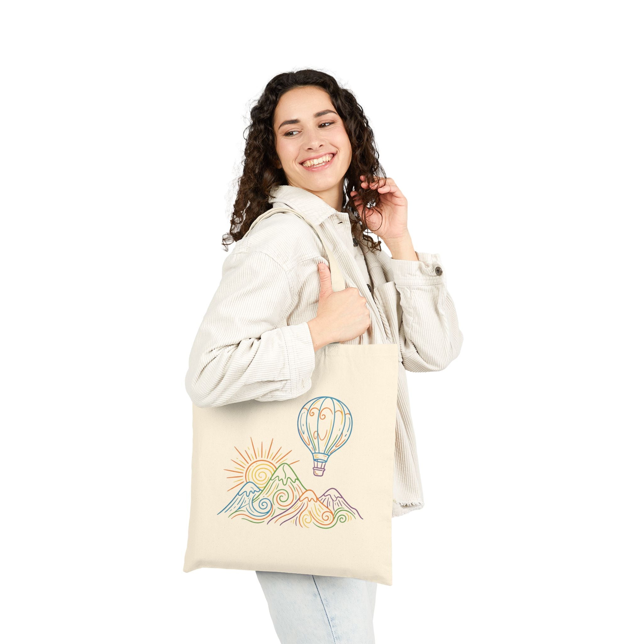 Hot Air Balloon Mountain Pastel Tote Bag