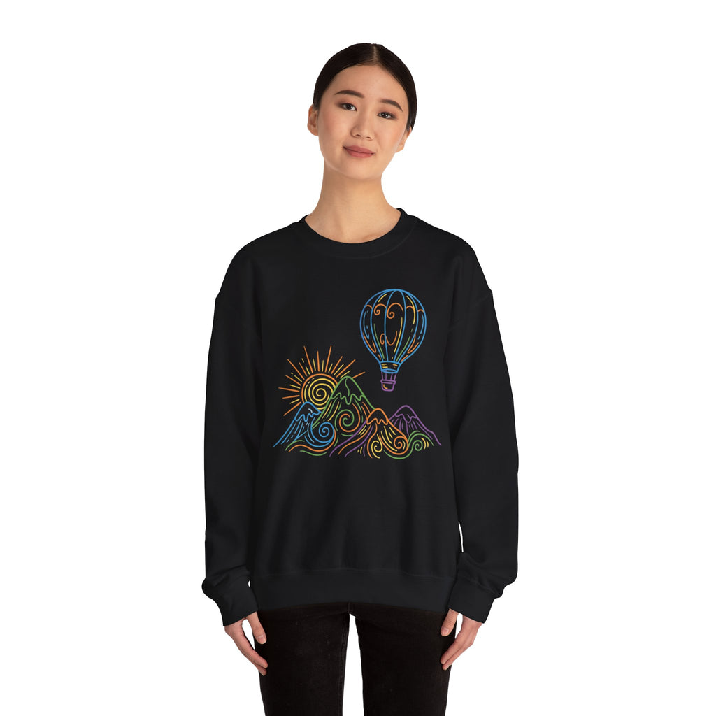 Hot Air Balloon Mountain Pastel Crewneck Sweatshirt