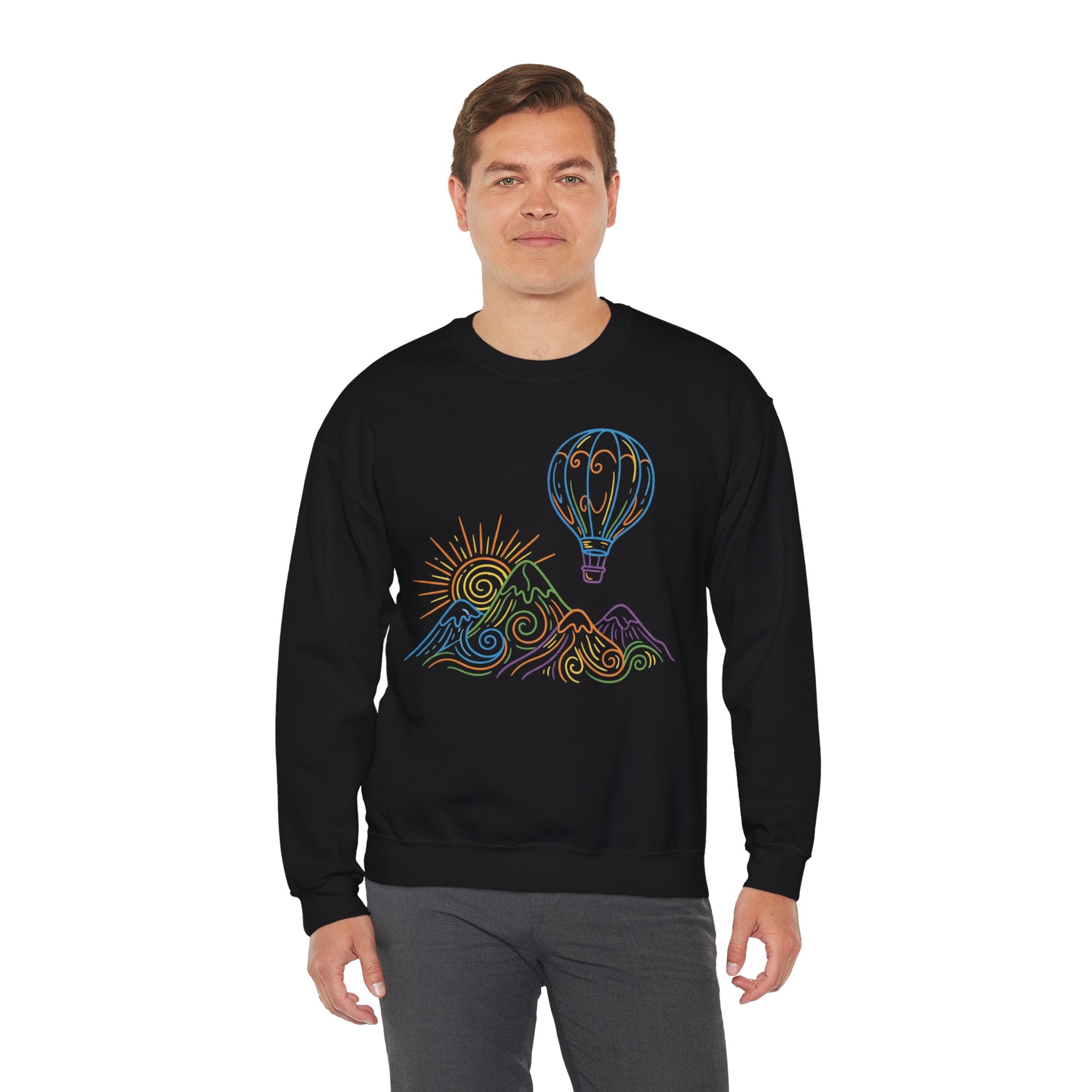 Hot Air Balloon Mountain Pastel Crewneck Sweatshirt