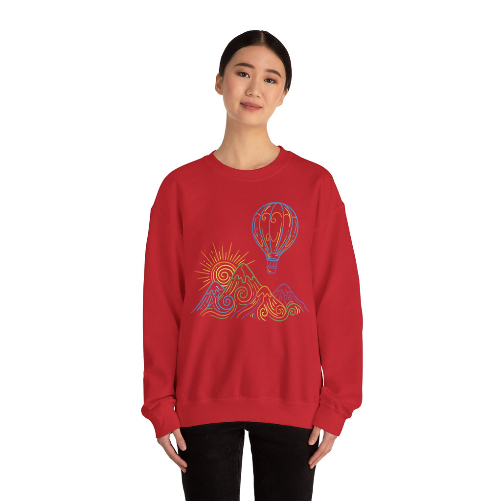 Hot Air Balloon Mountain Pastel Crewneck Sweatshirt